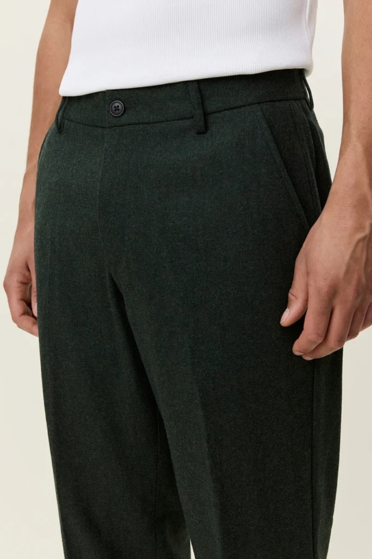 WOOL REG SUIT PANTS - ROSIN GREEN
