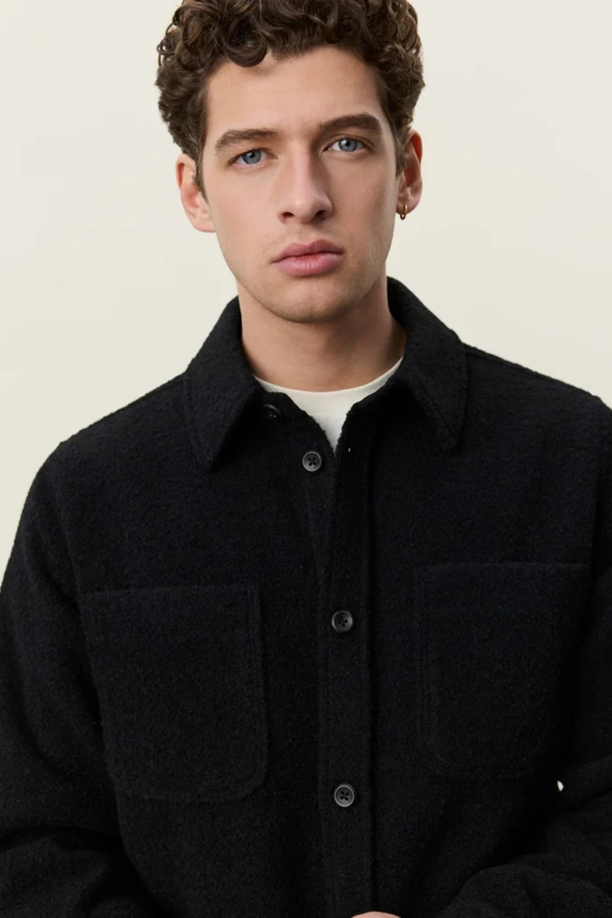 BOUCLÈ OVERSHIRT - BLACK
