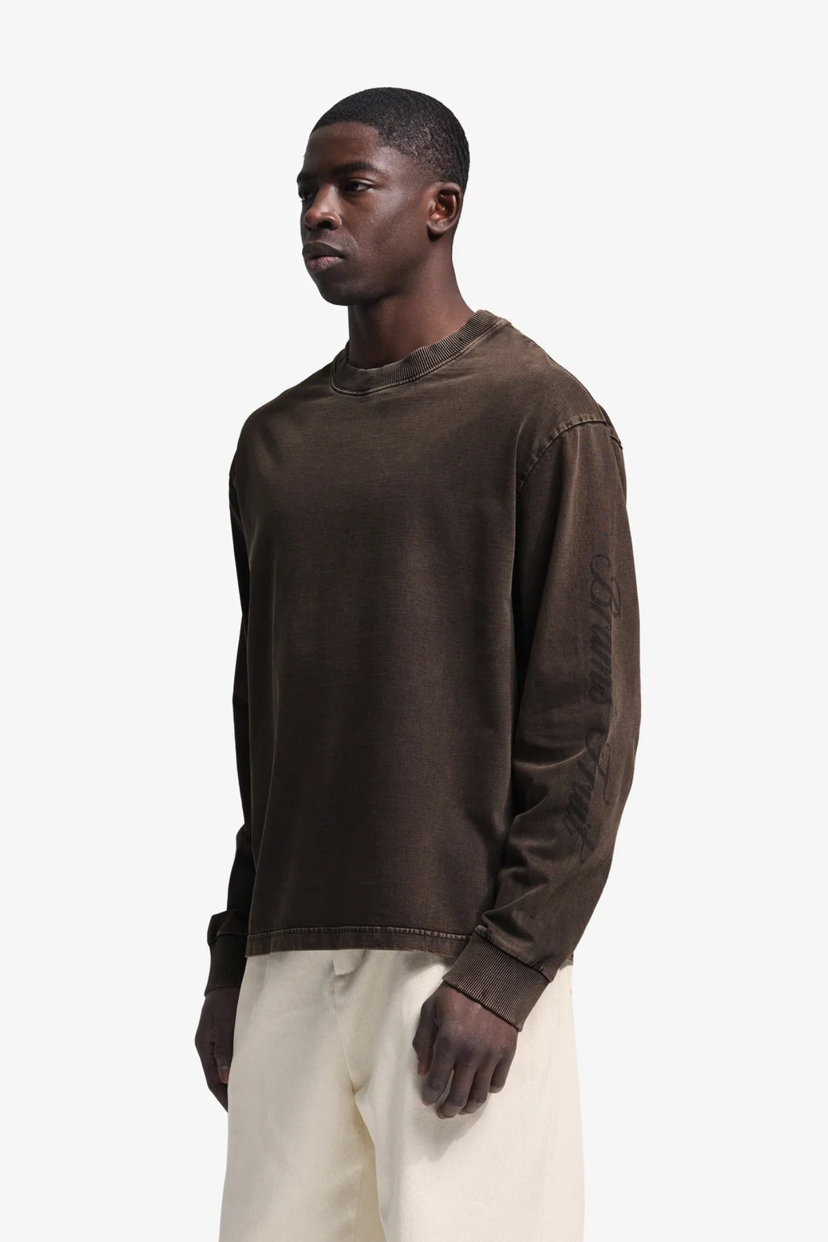 DISTRESSED SCRIPT LOGO LONGSLEEVE - WASHED BROWN