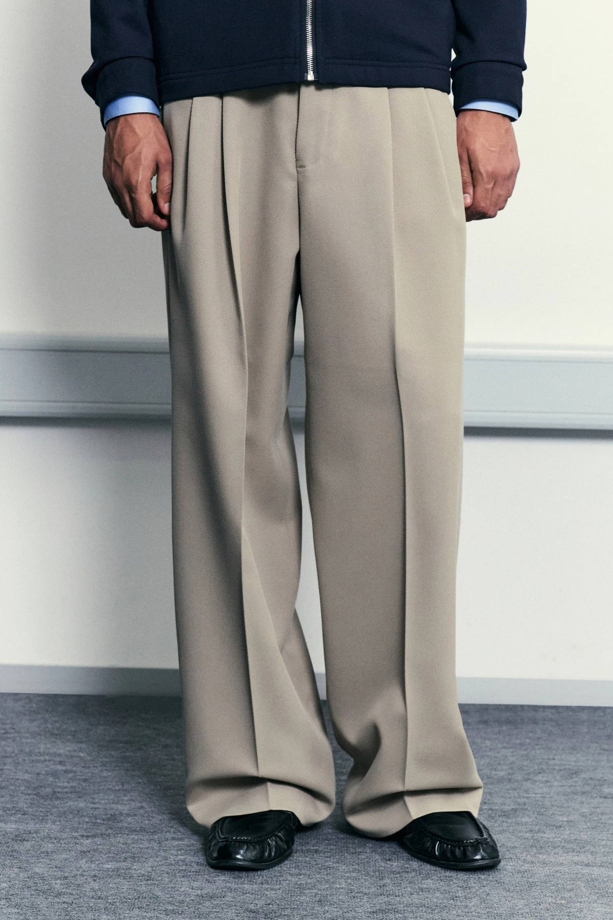 LEEK WIDE TROUSERS - GREIGE