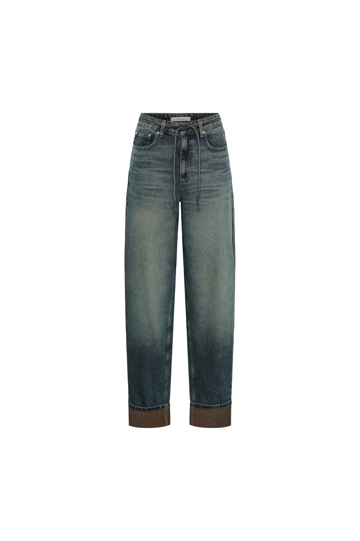 SUSARA HW BARREL JEANS - BLAUW/GROENE WASING