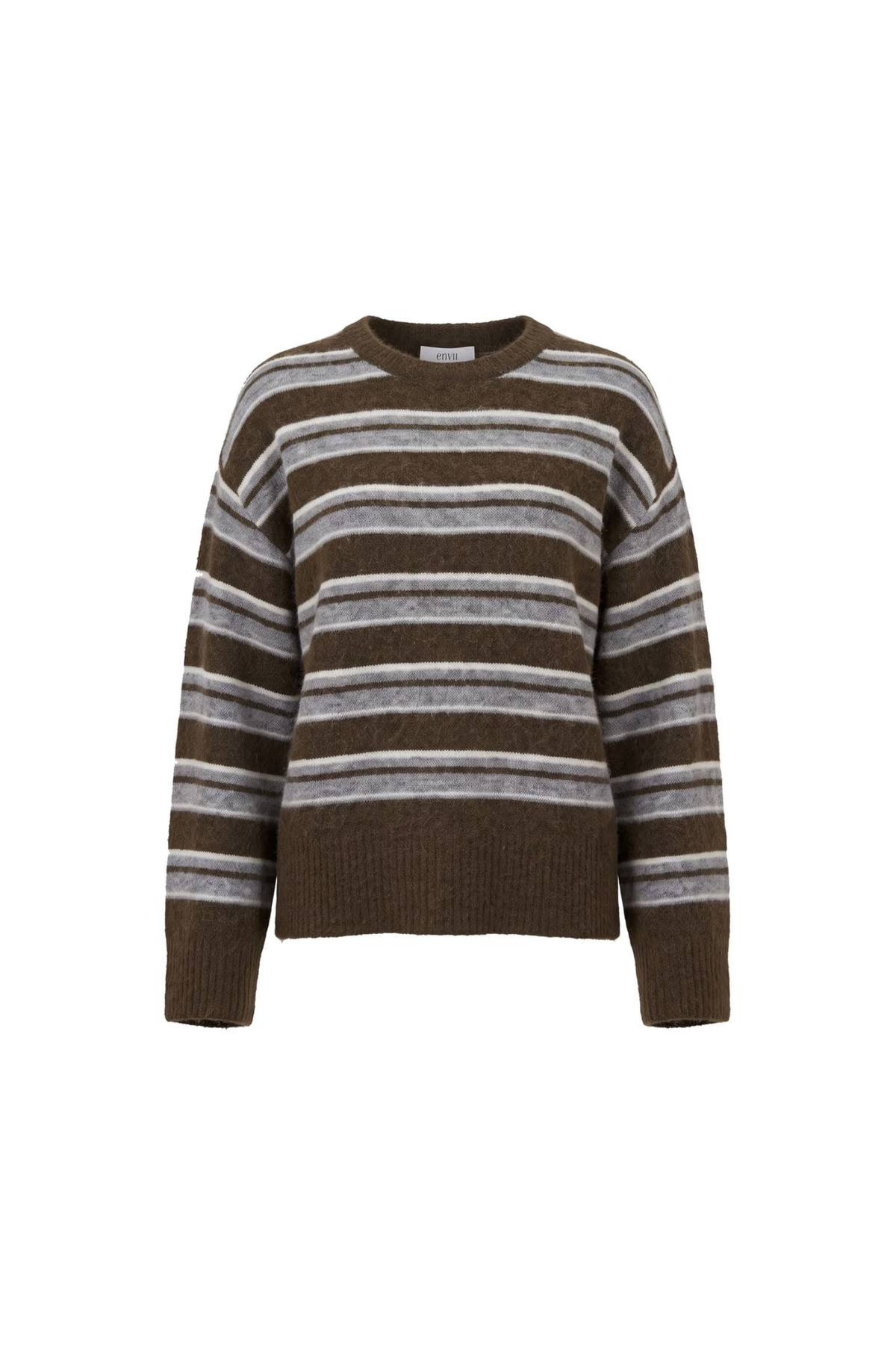 ADA LS SPLIT KNIT ST - OLIVE STRIPE
