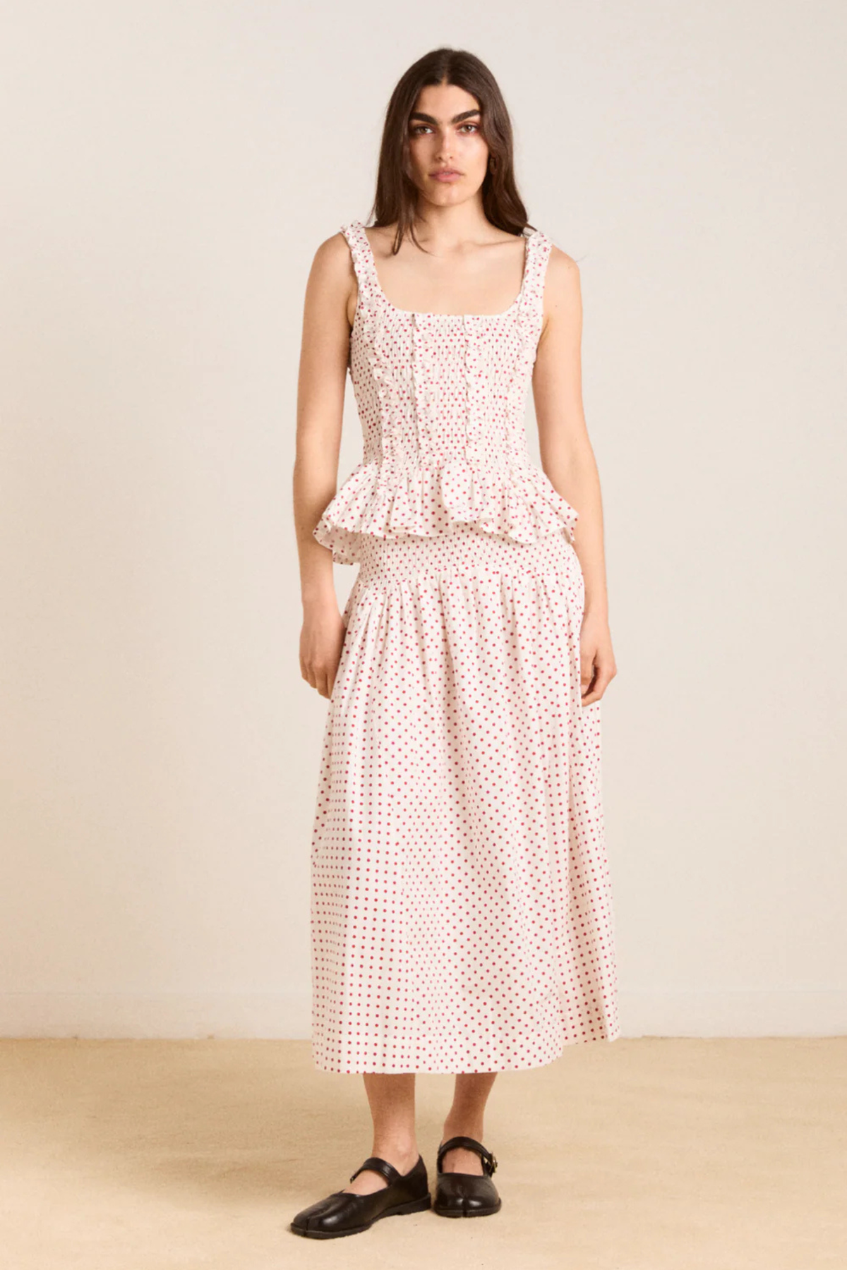 RAPHI CAMI - OFF-WHITE EN RODE STIP