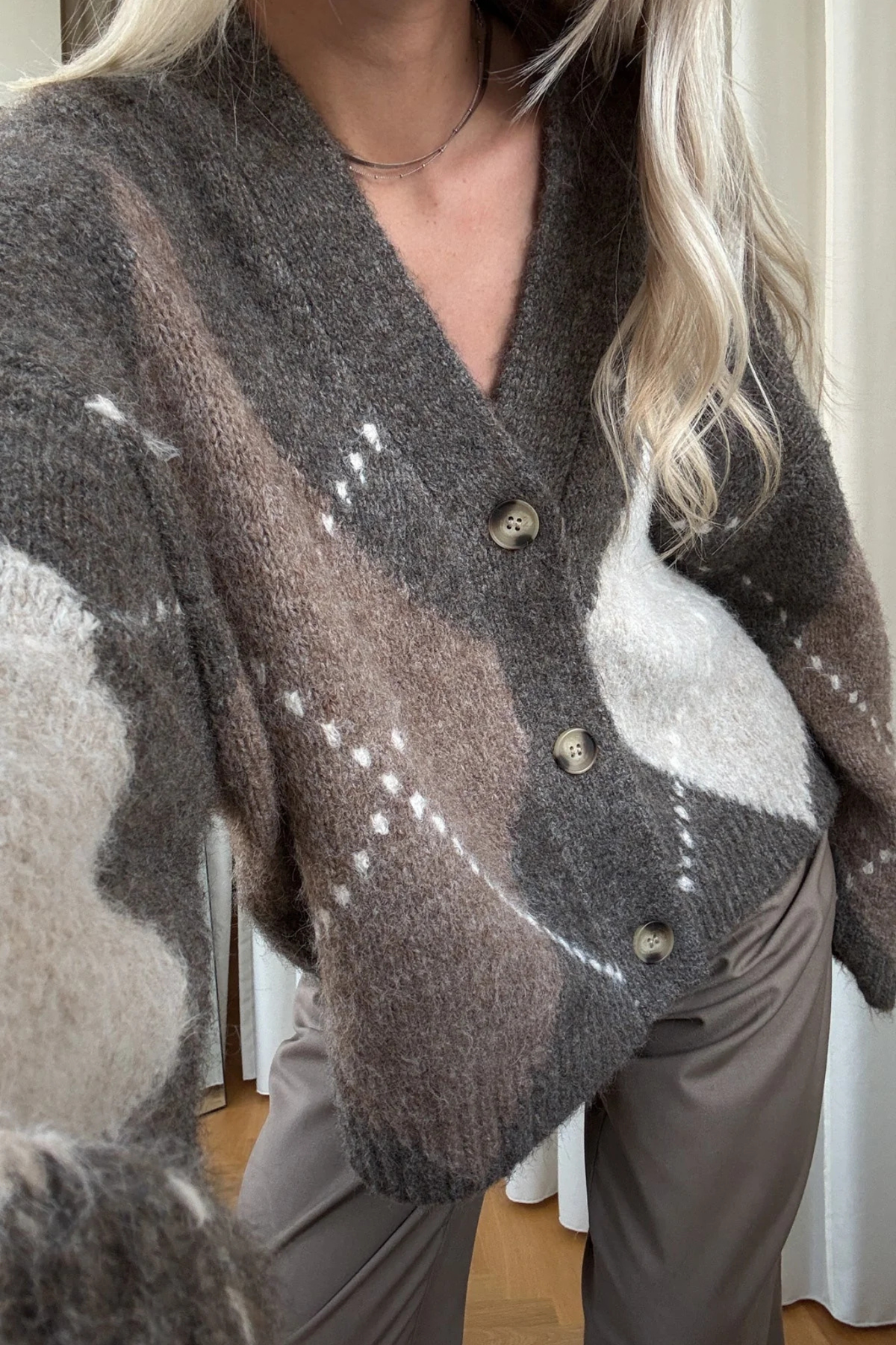 LAIANA KNIT CARDIGAN - ASH BROWN MIX