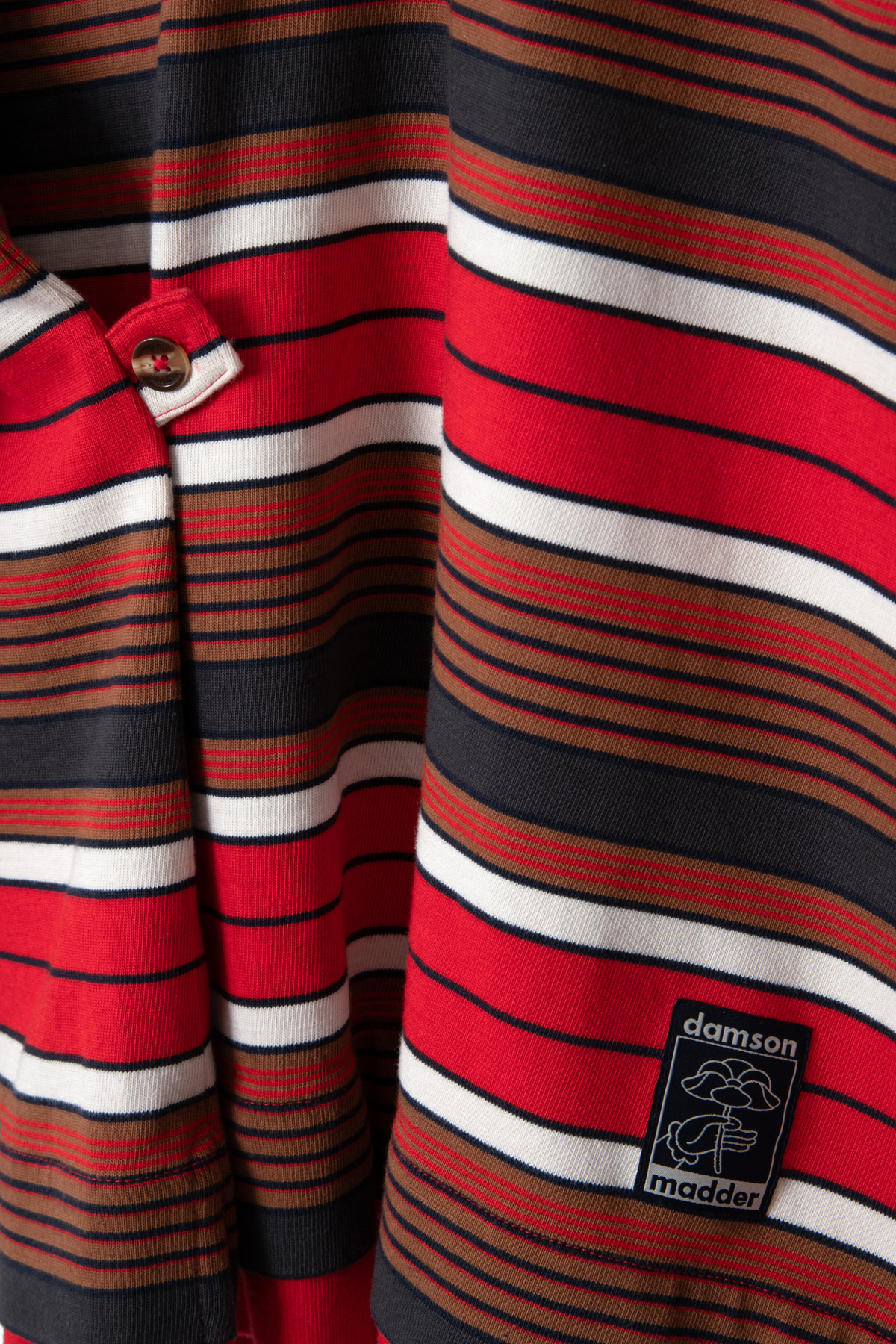 NOAH CINCH RUGBY SHIRT - RED STRIPE