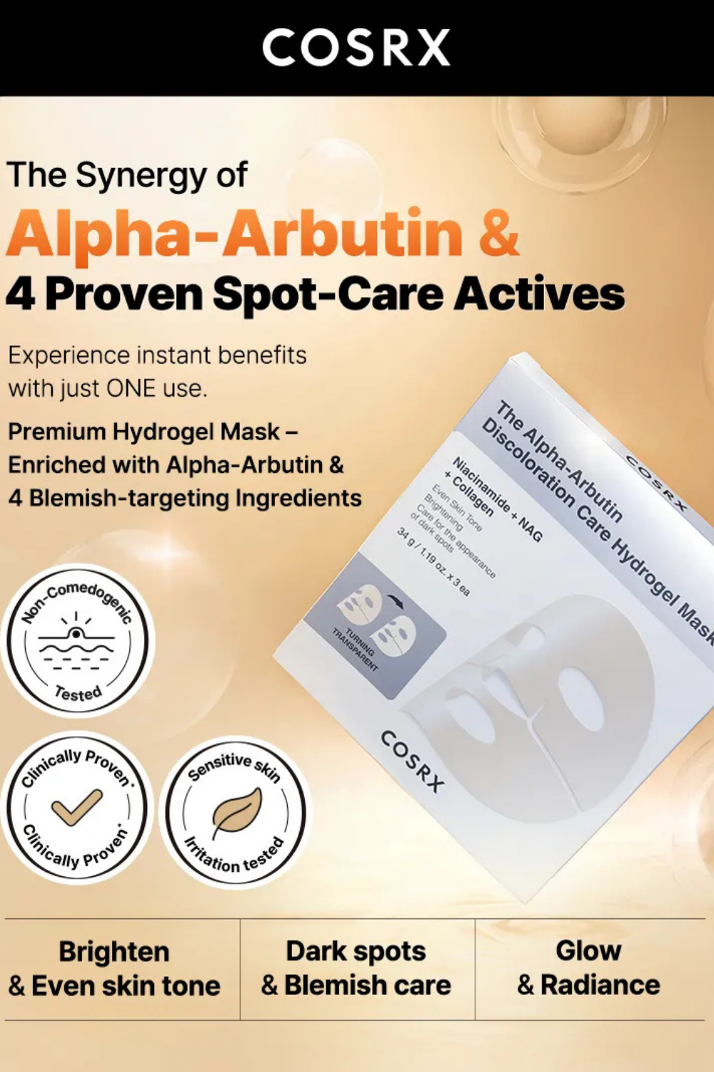 ARBUTINE VERHELDEREND HYDROGEL MASKER ( 1 STUK )
