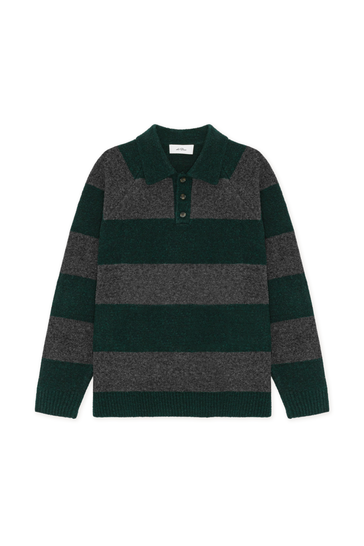 STRIPPED MELANGE KNITTED POLO - ROSIN GREEN