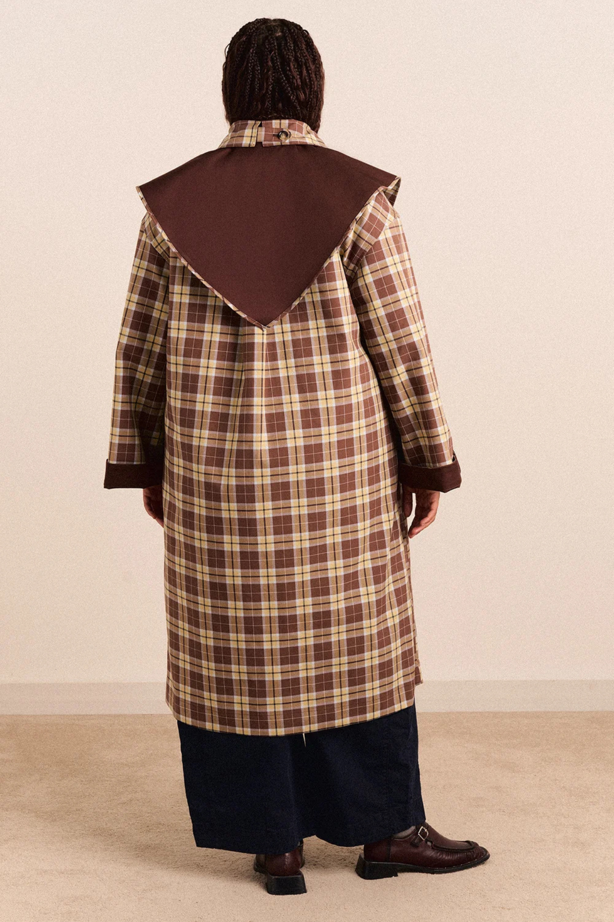 REVERSIBLE LONGLINE JERRY TRENCH JACKET - CHOCOLATE