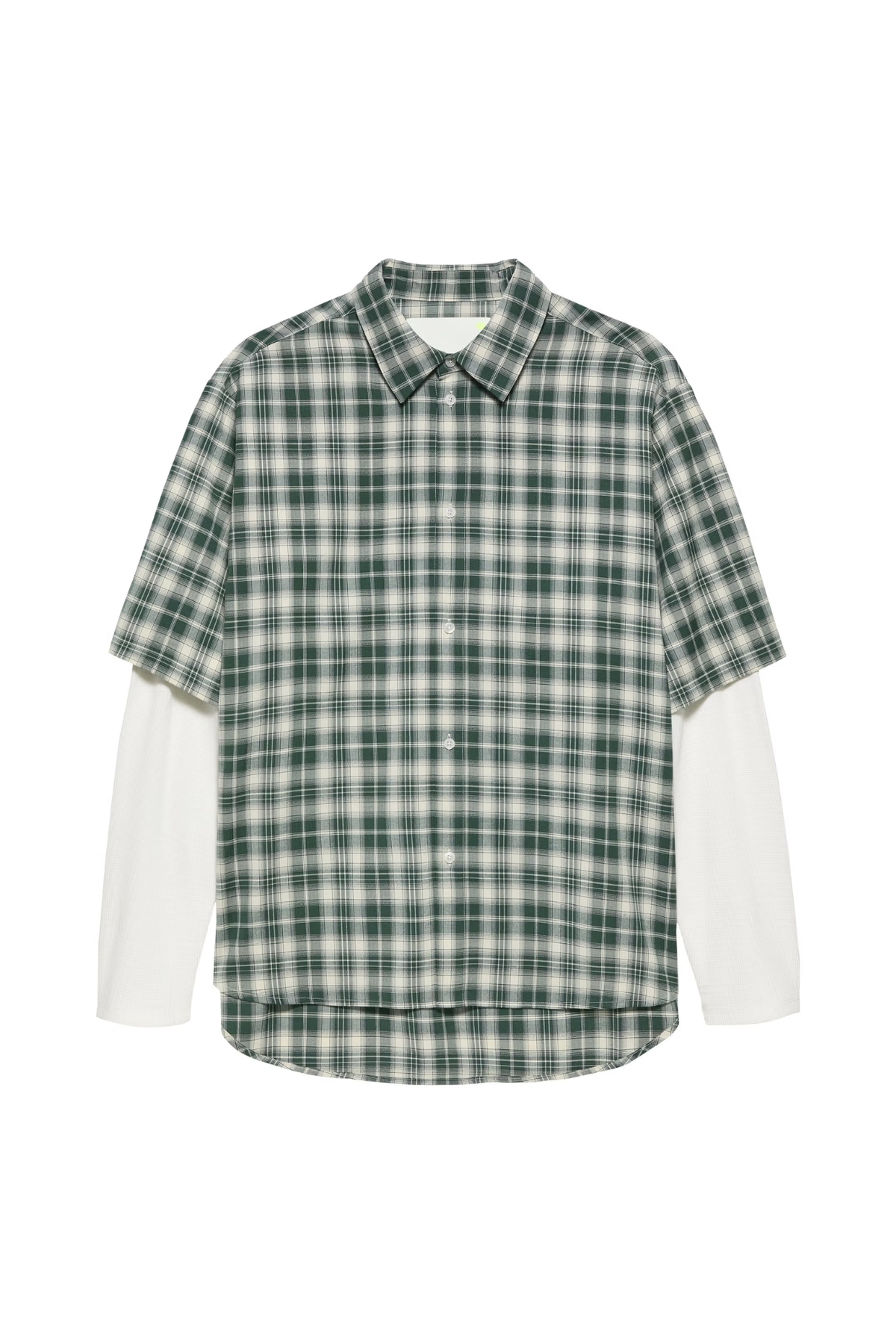 DOUBLE LAYER SHIRT - GREEN/WHITE CHECK