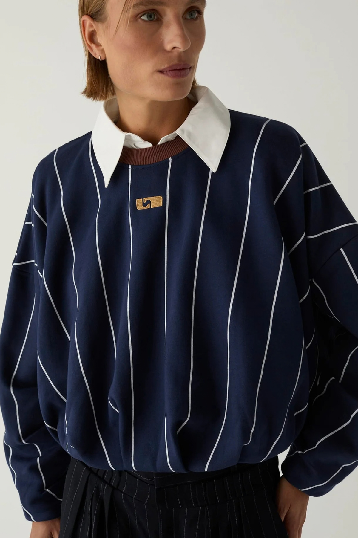 KELLY STRIPED SWEATSHIRT - NAVY
