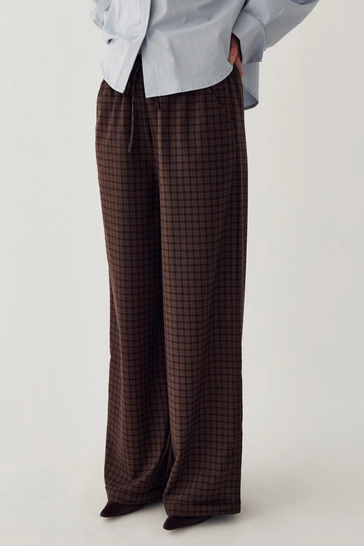 MAHA MW PANTS - DEVANA BROWN CHECK