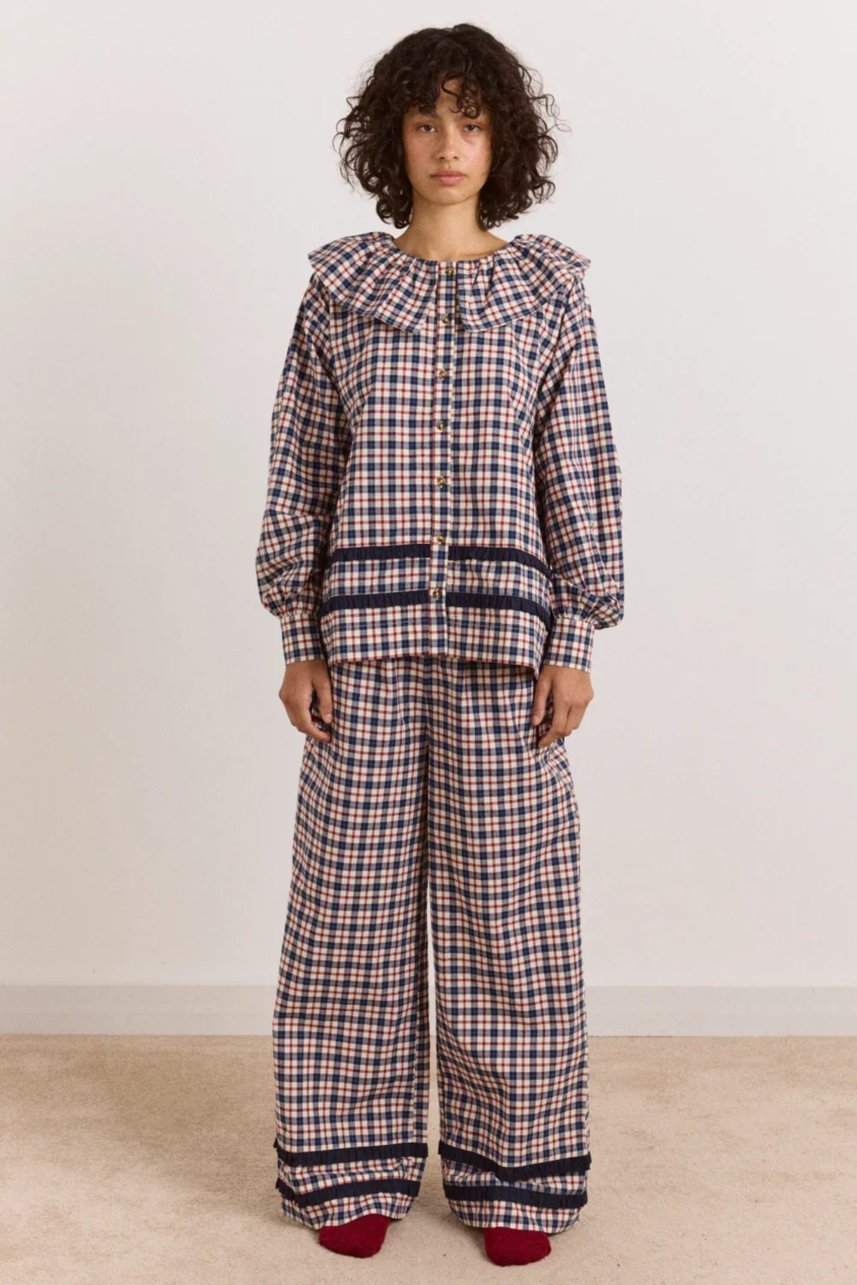 ALETTA PJ SET IN FLANNEL - CHERRY NAVY CHECK