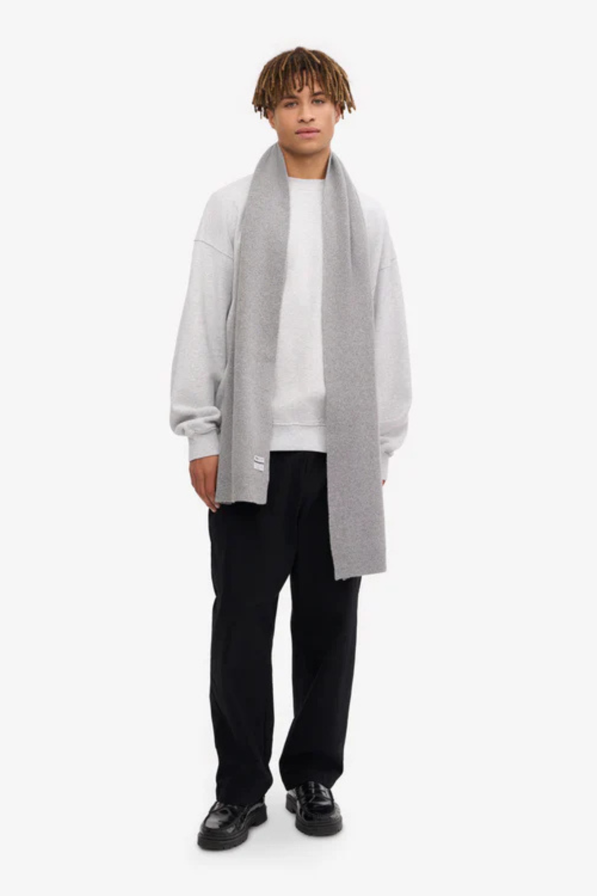 MERINOWOLLEN SJAAL - HEATHER GREY