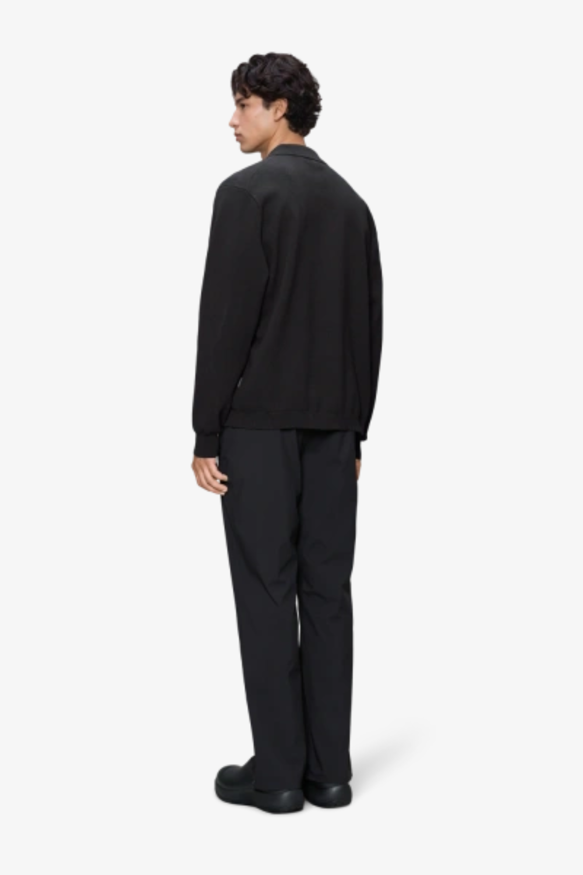 POLOSHIRT MET LANGE MOUWEN - ZWART