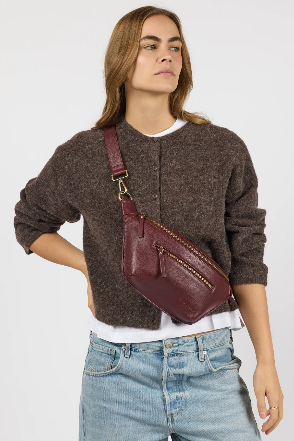 DREW DUM BAG - DARK CHERRY SOFT GRAIN LEATHER