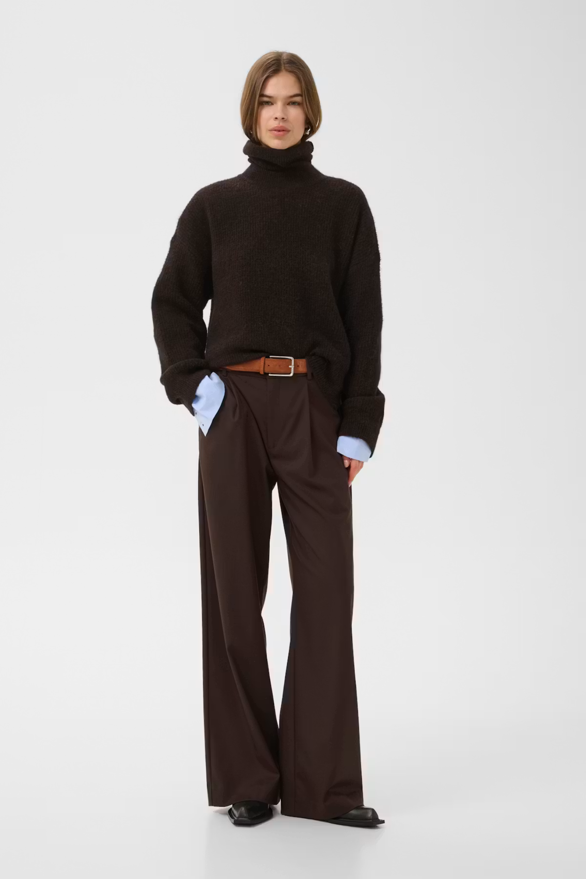 PANTALON LARGE PAULA MW - MARRON