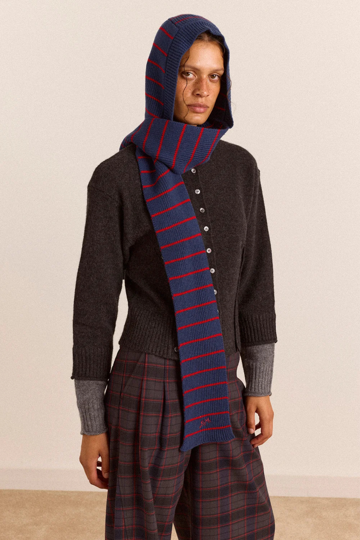 HOODED SCARF - BLUE STRIPE