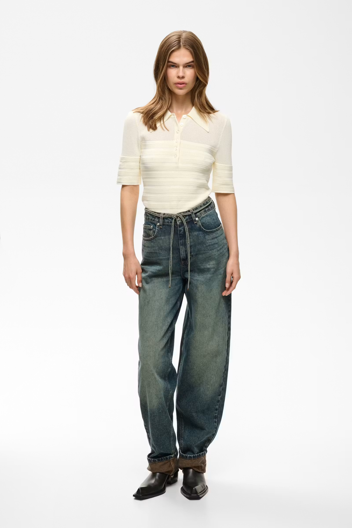 SUSARA HW BARREL JEANS - BLAUW/GROENE WASING