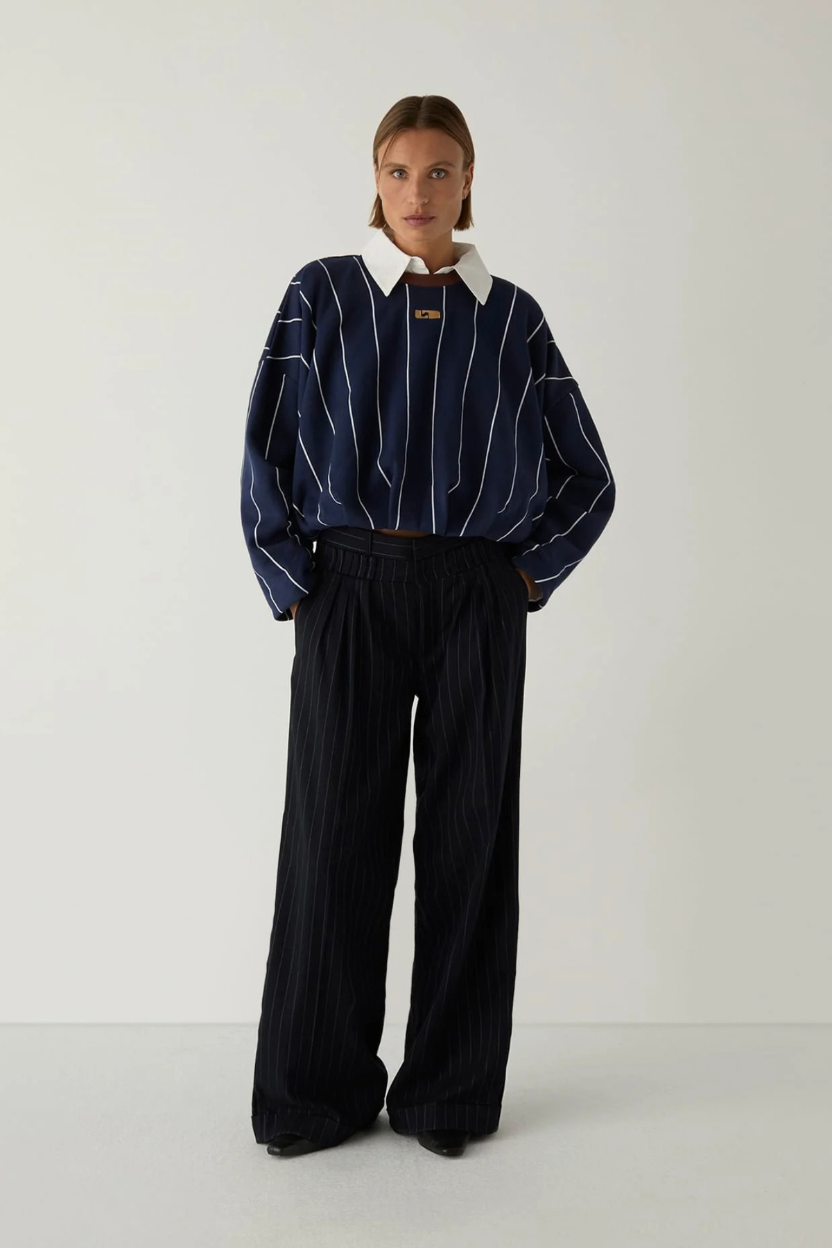 KELLY STRIPED SWEATSHIRT - NAVY