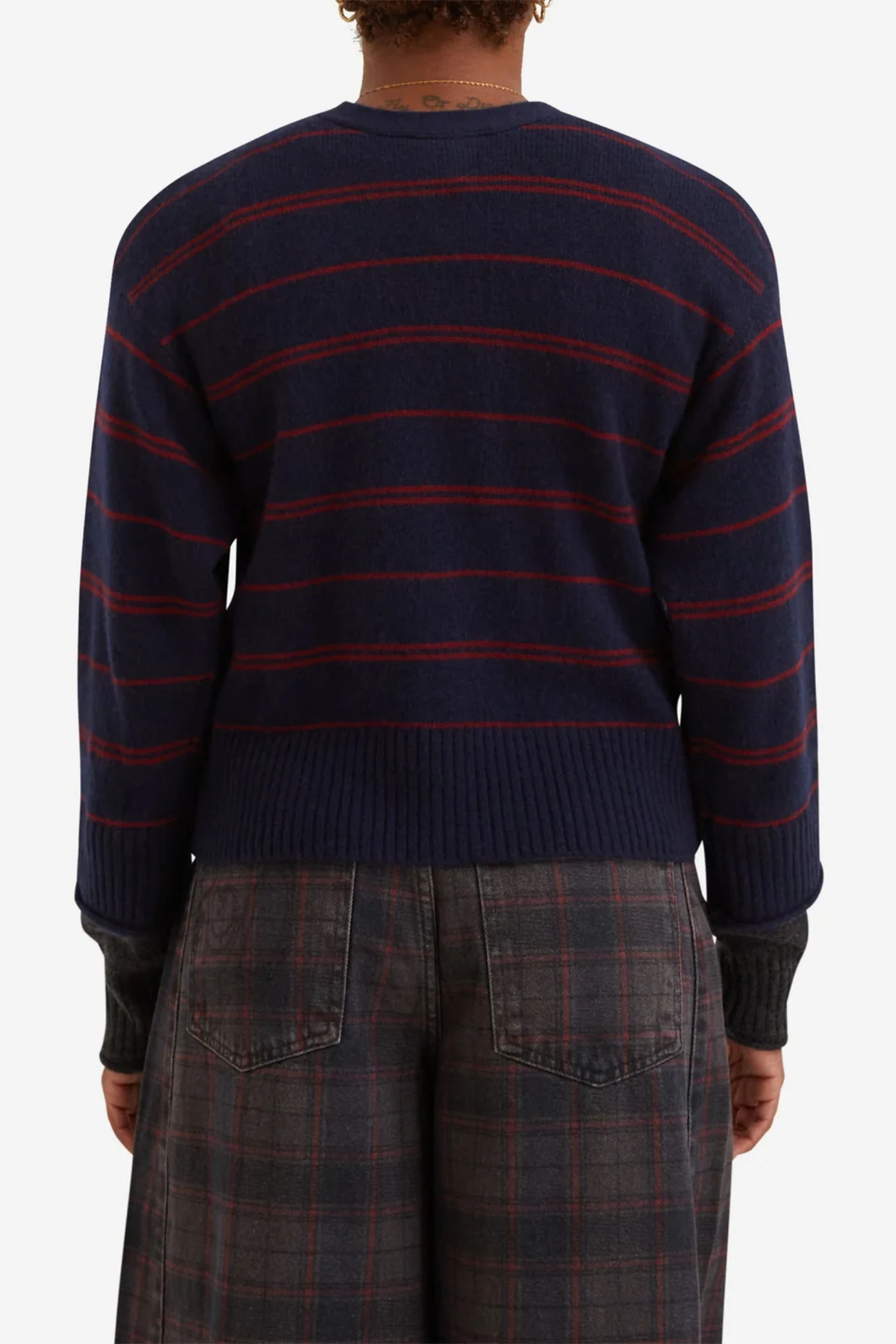 FRANNY MERINO WOLENEN CARDIGAN - MARINEBLAUWE STREEP