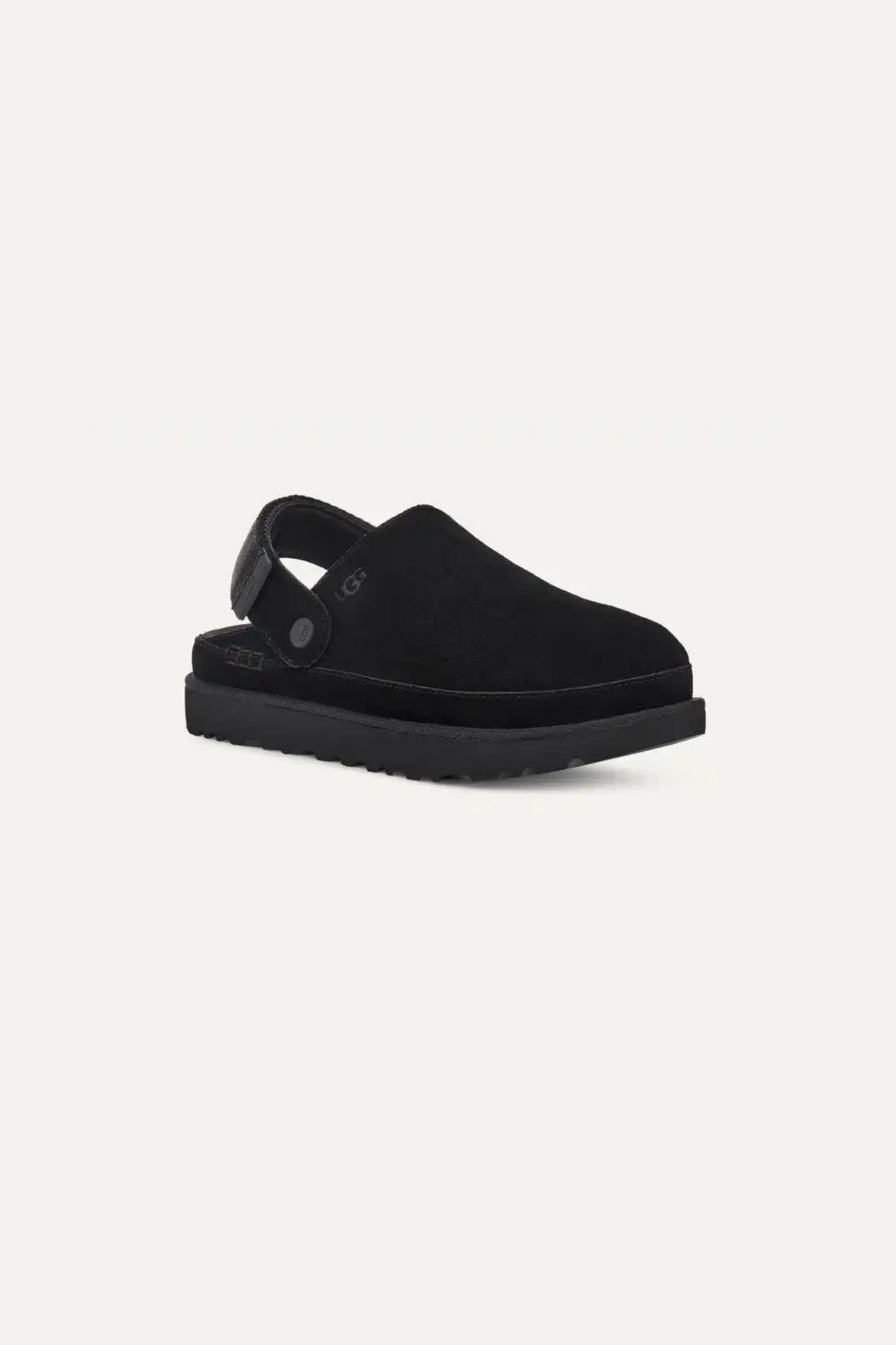 UGG women goldenstar clog in black. Front view