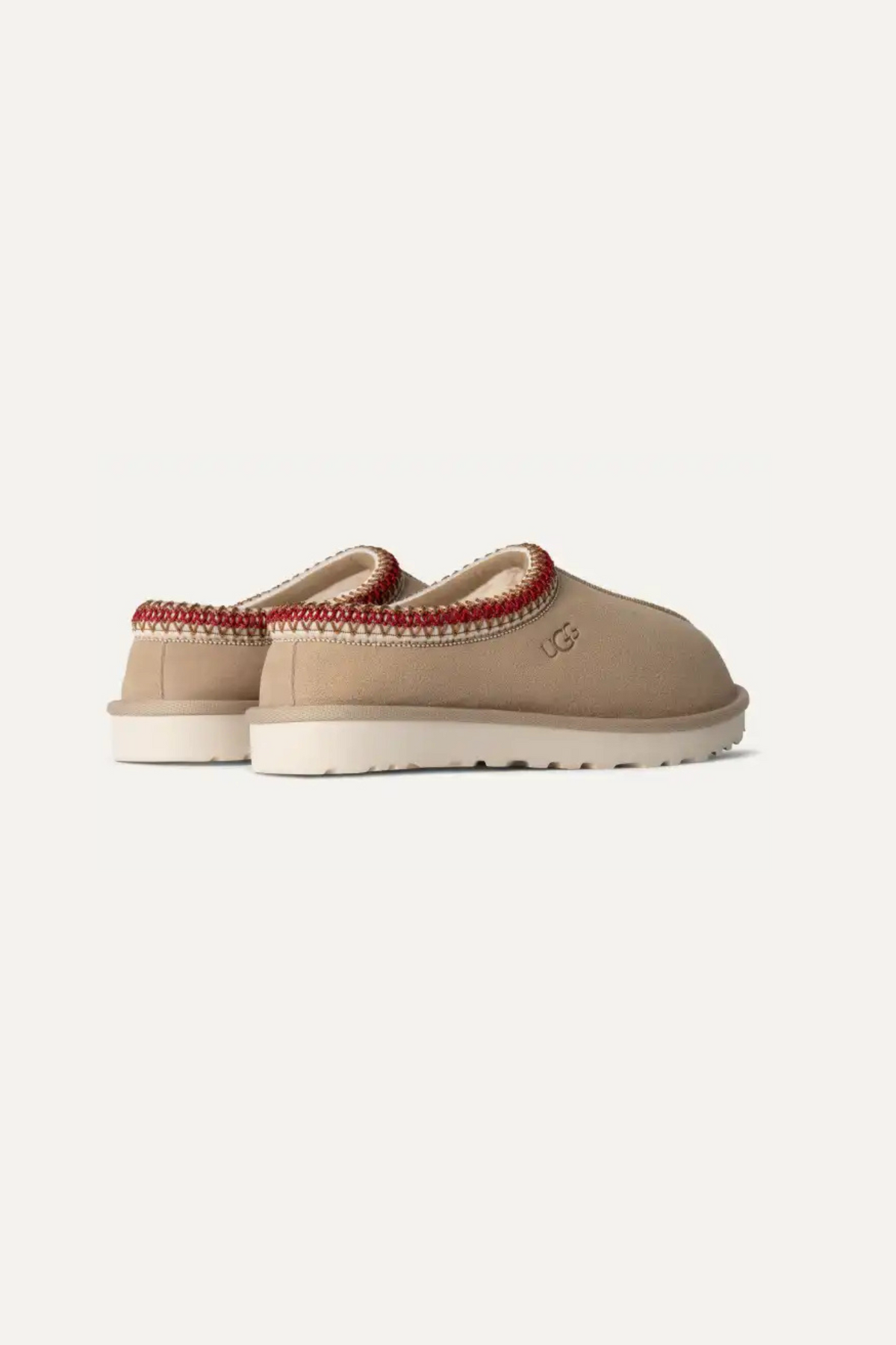 UGG women tasman in sand/dark cherry. Side view