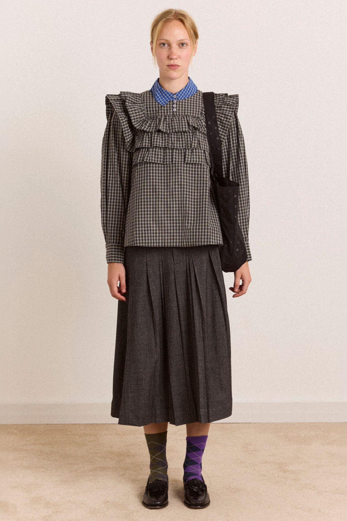 SHAY BLOUSE - MINI CHECK MULTI