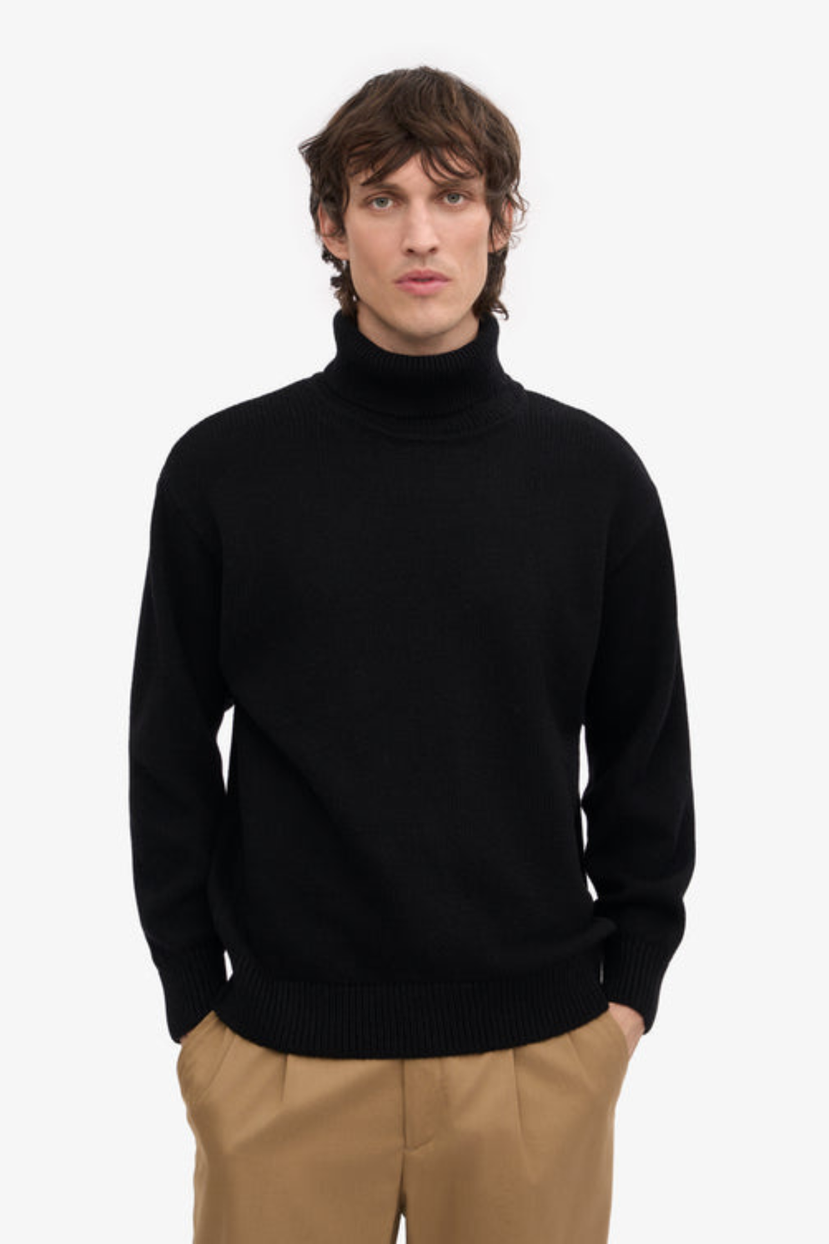 MERINO WOOL TURTLENECK - DEEP BLACK