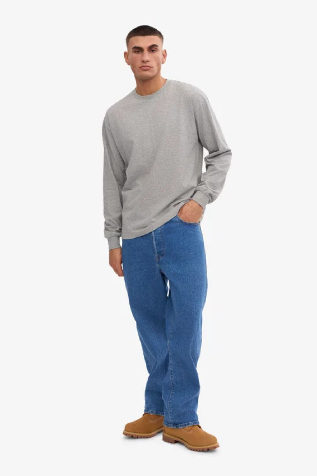 OVERSIZED ORGANIC LS T-SHIRT - HEATHER GREY