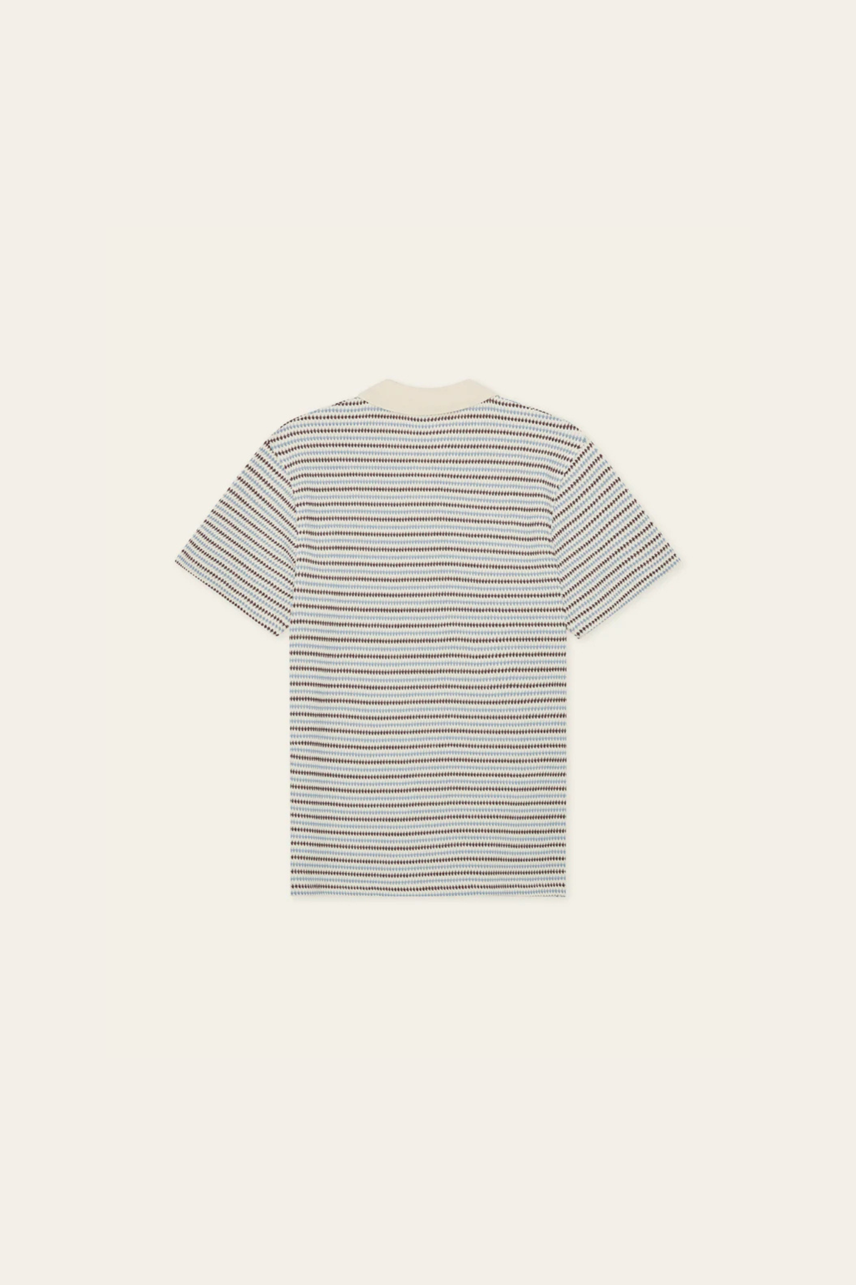 KNITTED STRIPED POLO - EGGNOG WHITE