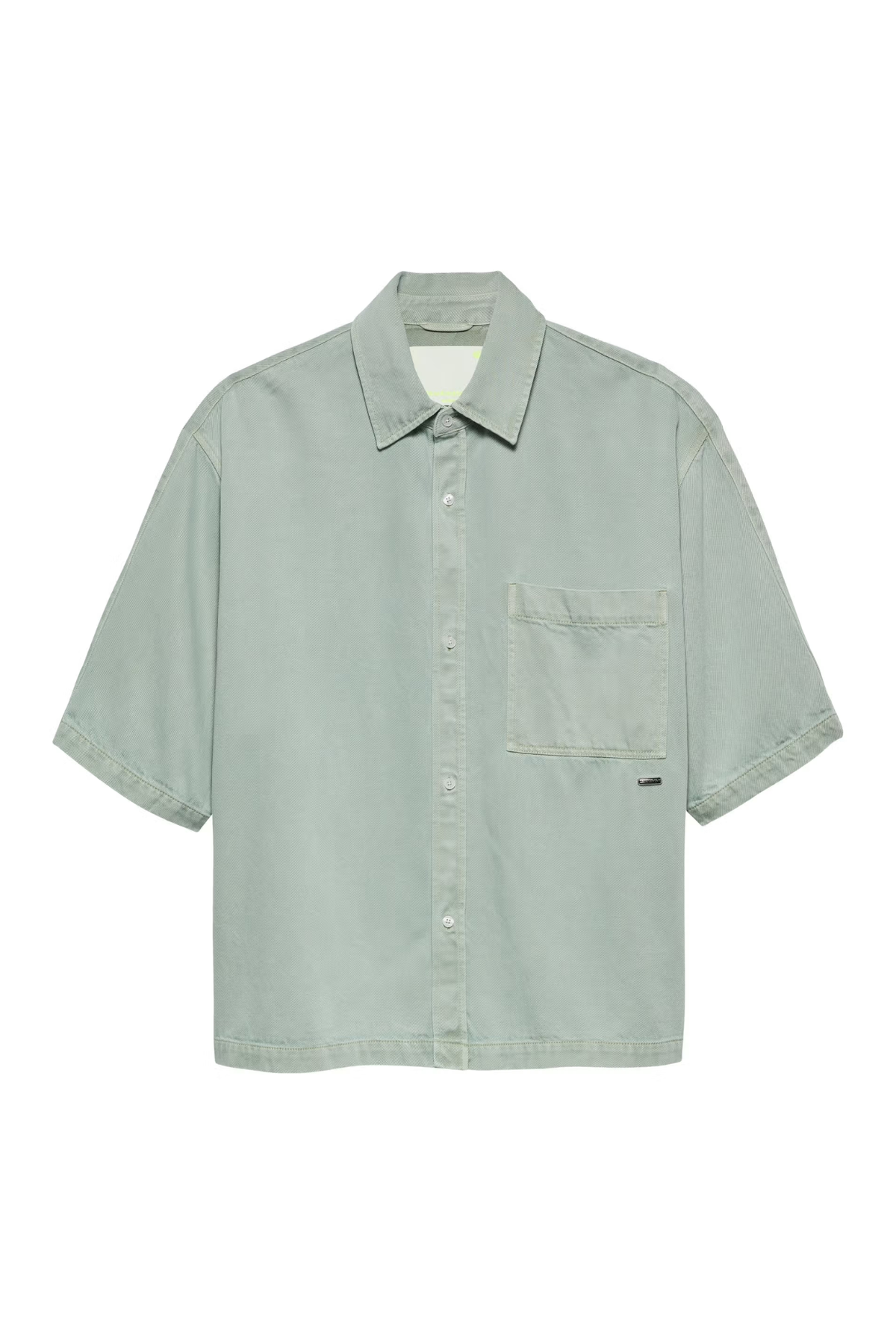 DENIM OVERHEMD MET KORTE MOUWEN - MINT
