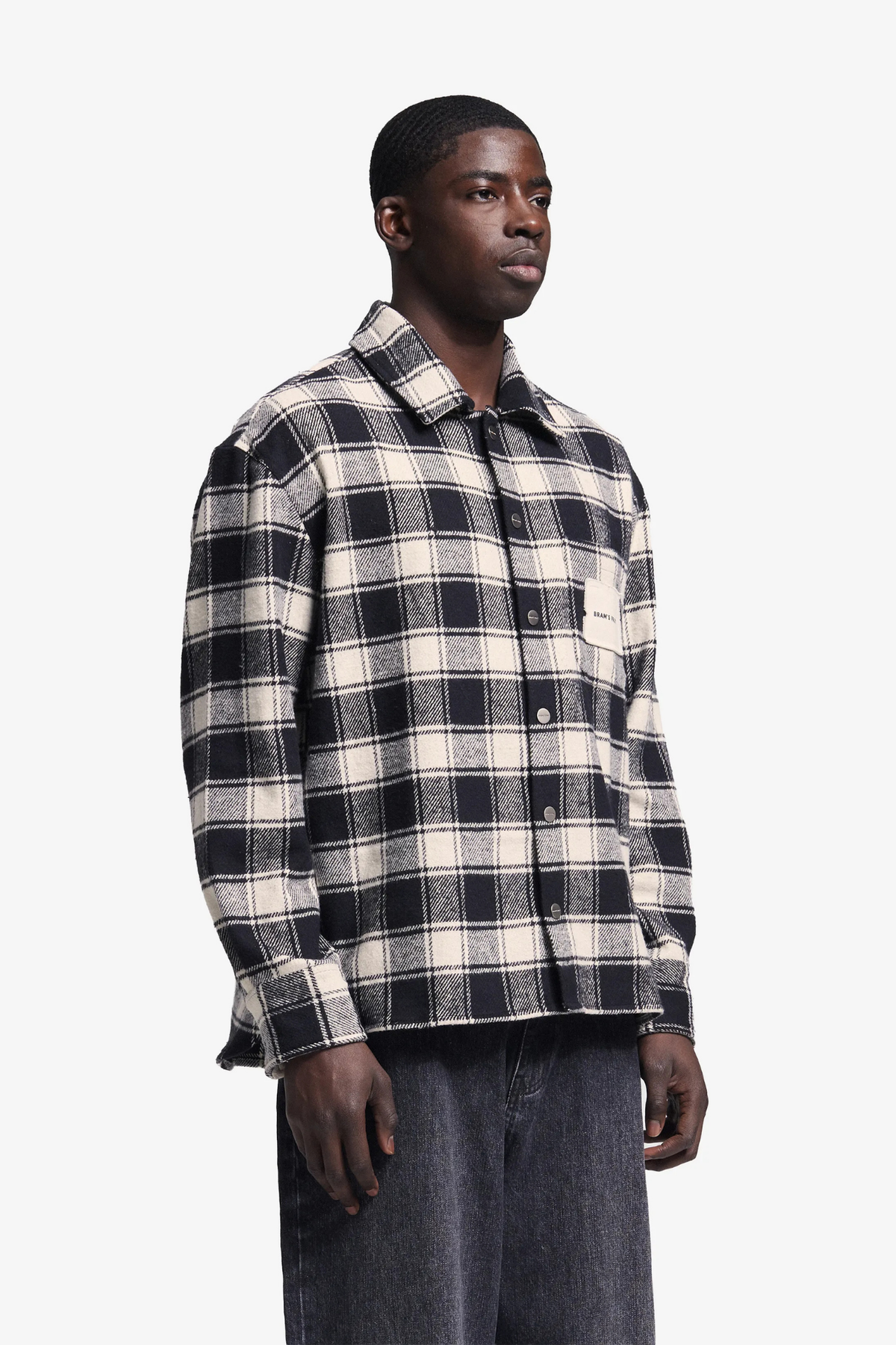 FLANELEN OVERSHIRT - ZWART