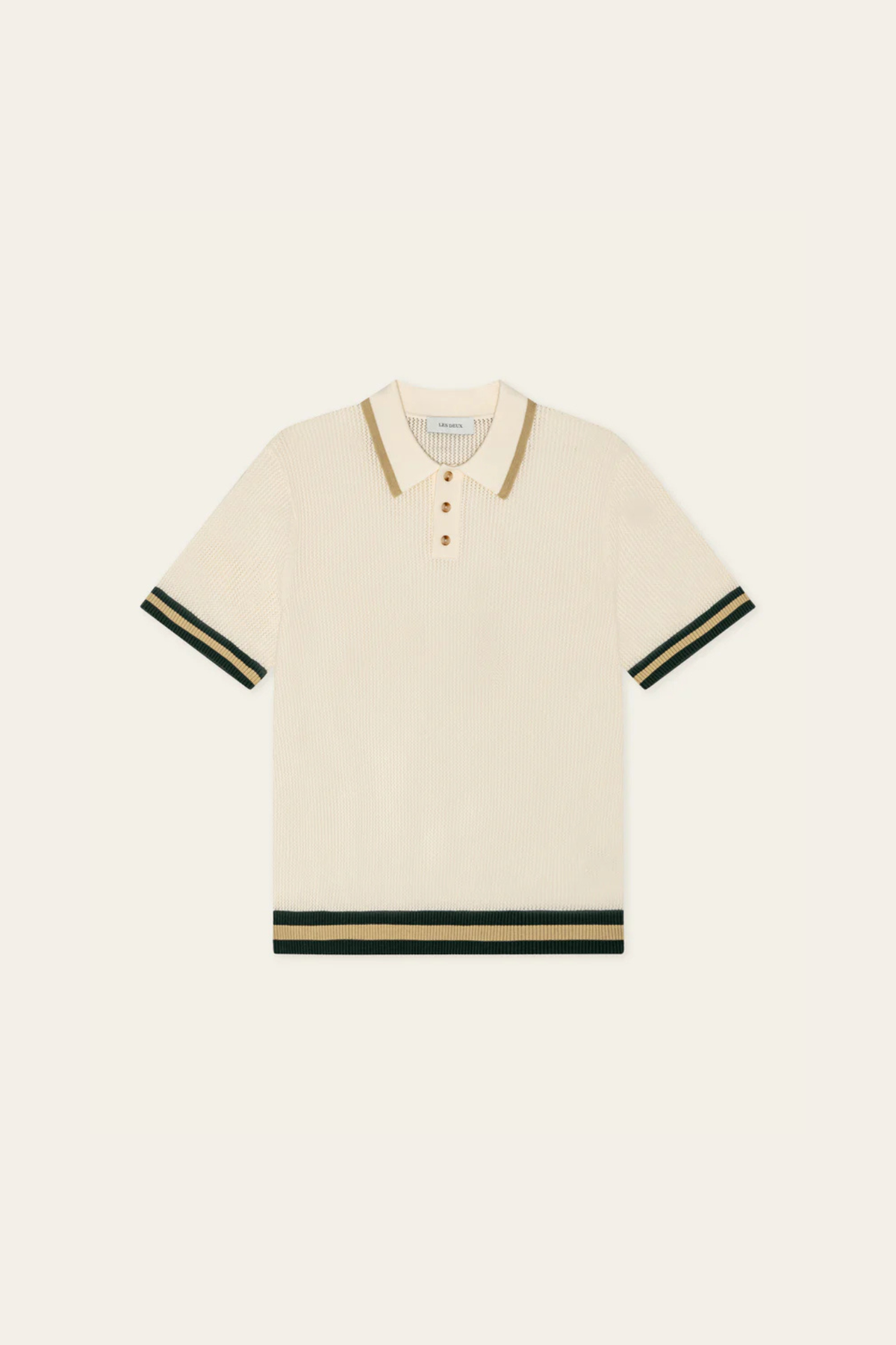 POLO EN MAILLE DENTELLE - BLANC COQUILLE D'ŒUF
