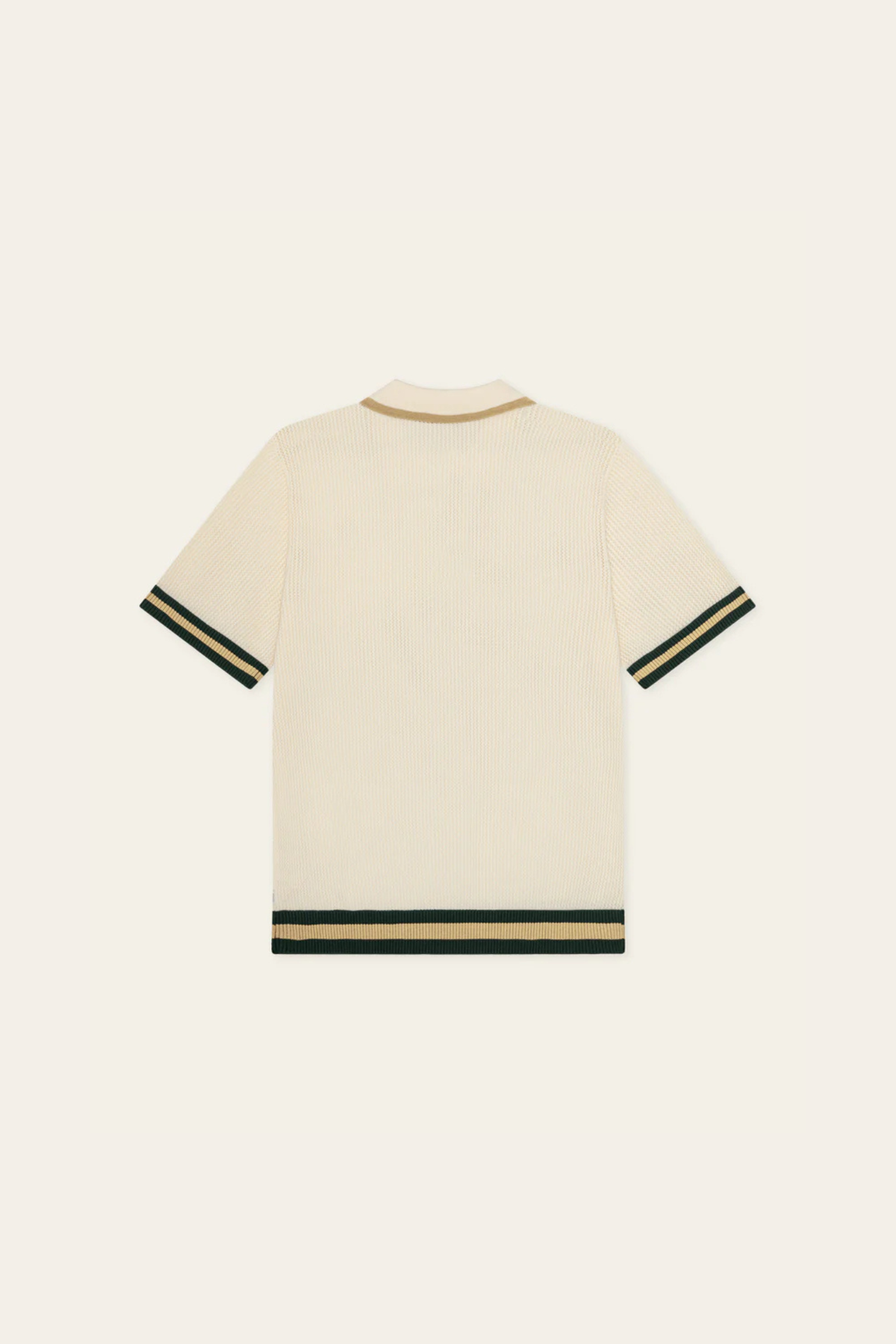 POLO EN MAILLE DENTELLE - BLANC COQUILLE D'ŒUF