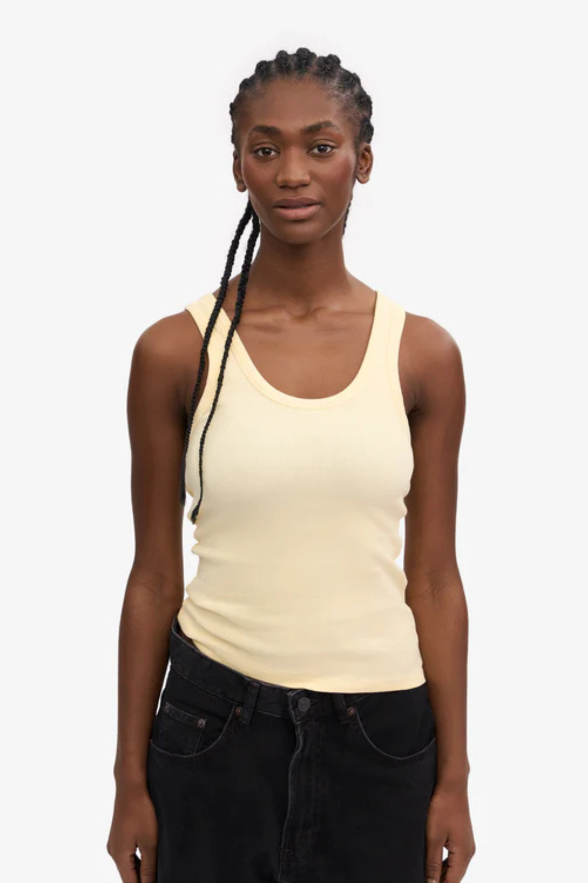 DÉBARDEUR CÔTELÉ BIO FEMME - JAUNE DOUX