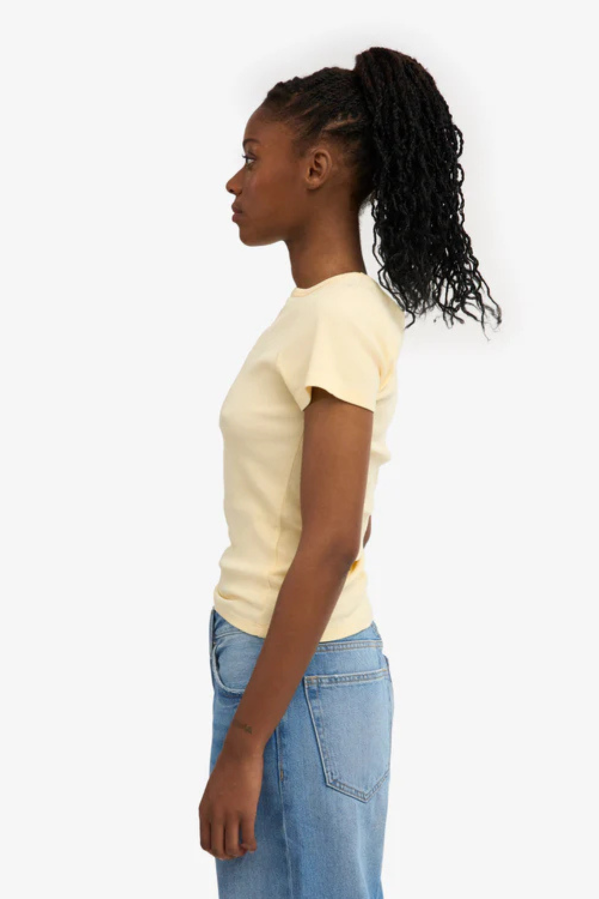 T-SHIRT CÔTELÉ BIO - JAUNE DOUX
