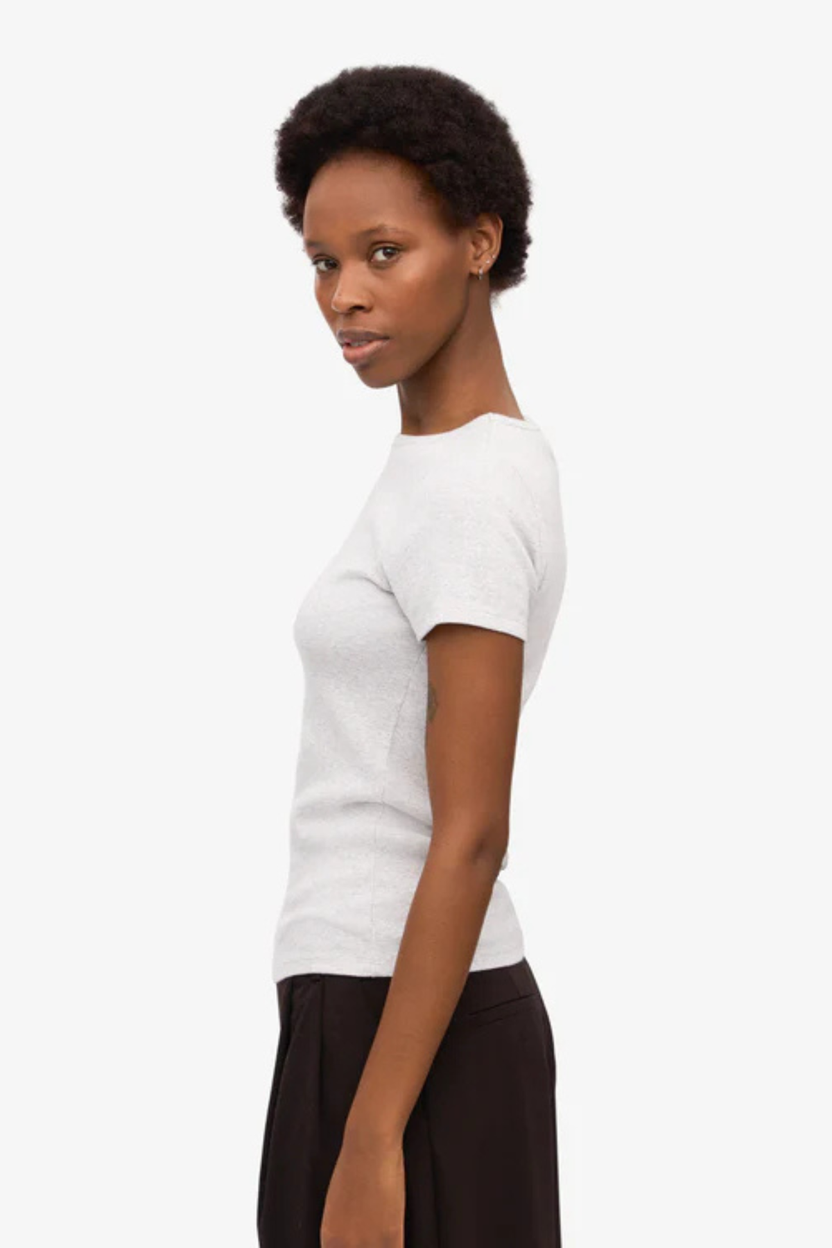 T-SHIRT CÔTELÉ BIO - CHINÉ NEIGE