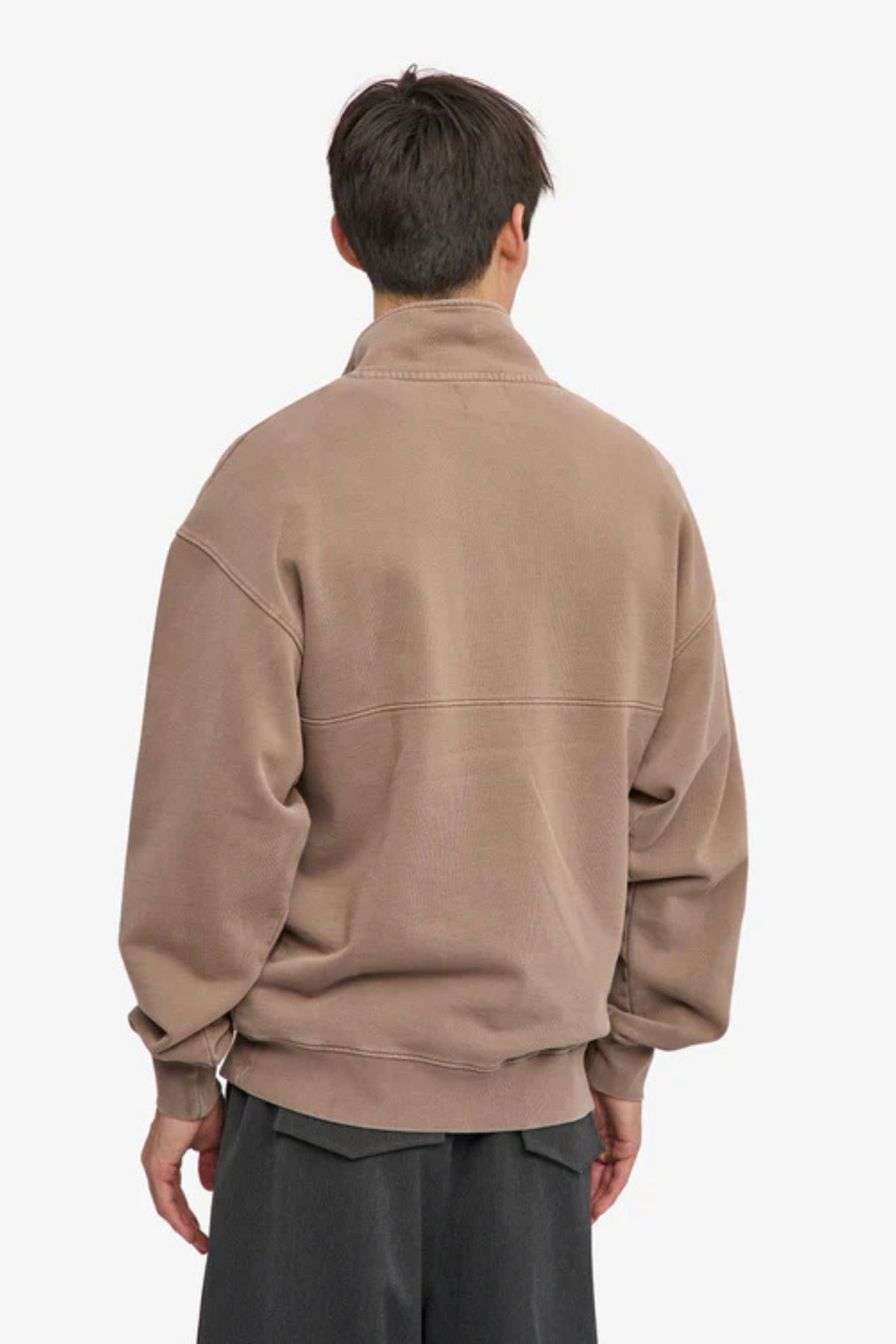 COL À ZIP EN COTON BIO - KAKI DÉLAVÉ