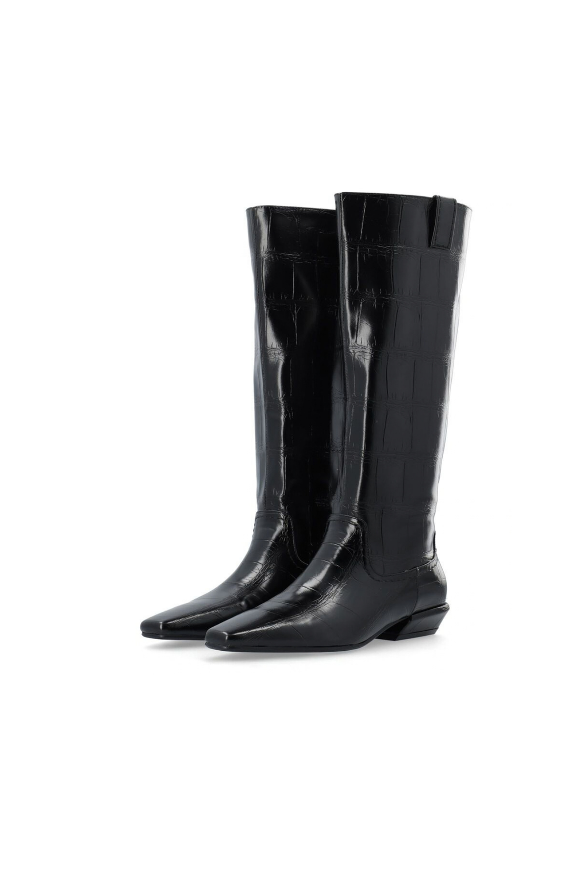 BOTTINES À ENFILER VIVIENNE - EFFET CROCO NOIR