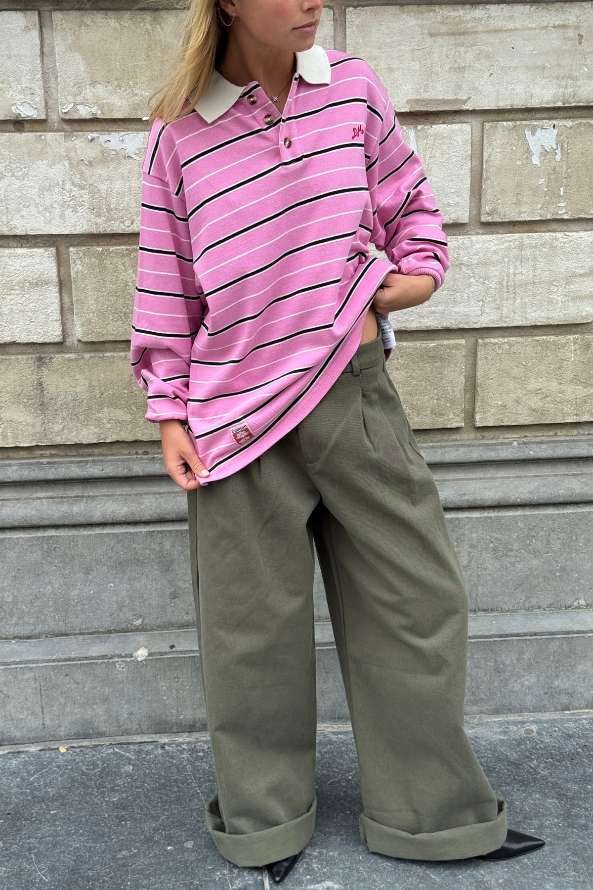 REMIE RUGBYSHIRT - ROZE GESTREEPT