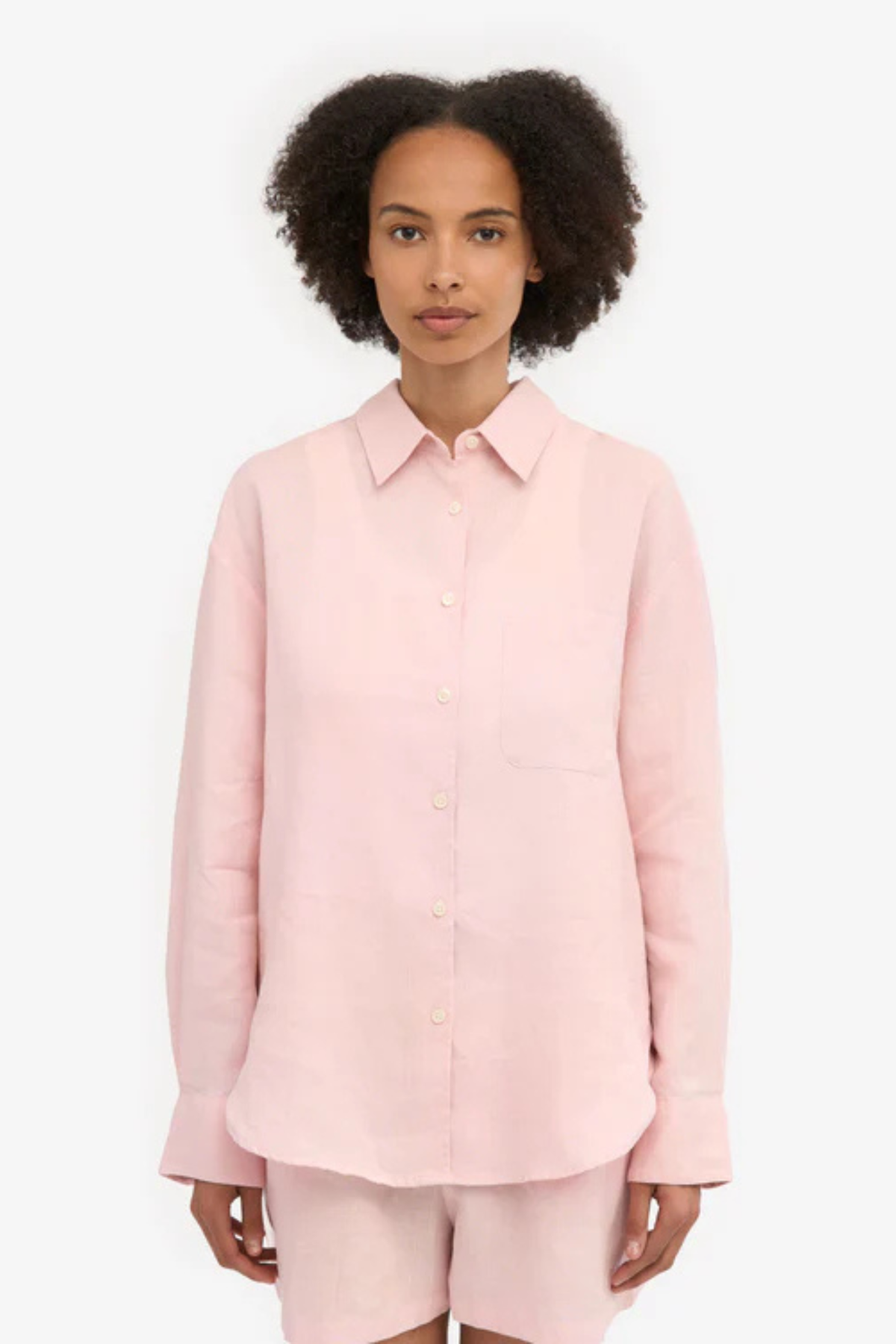 CHEMISE OVERSIZE EN LIN - ROSE DÉLAVÉ