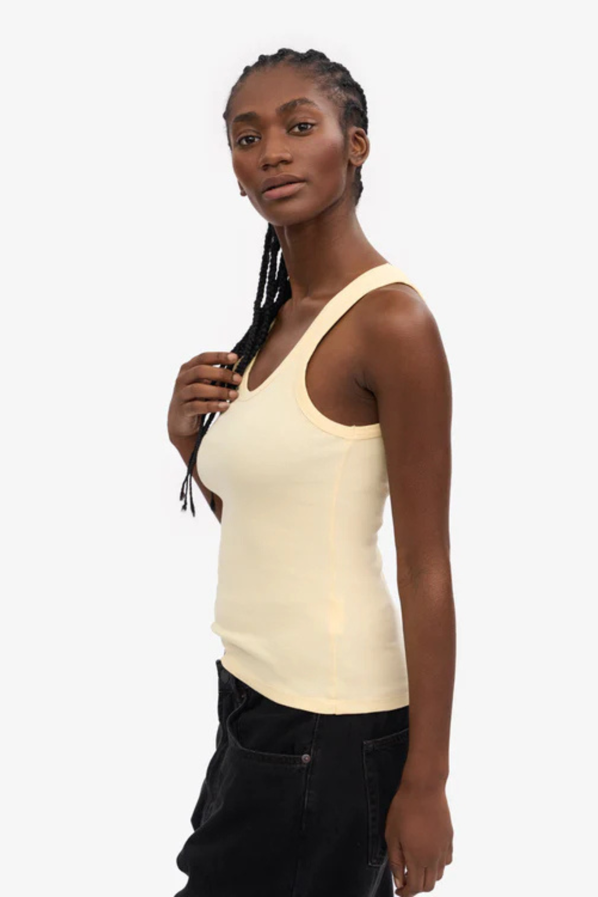 DÉBARDEUR CÔTELÉ BIO FEMME - JAUNE DOUX