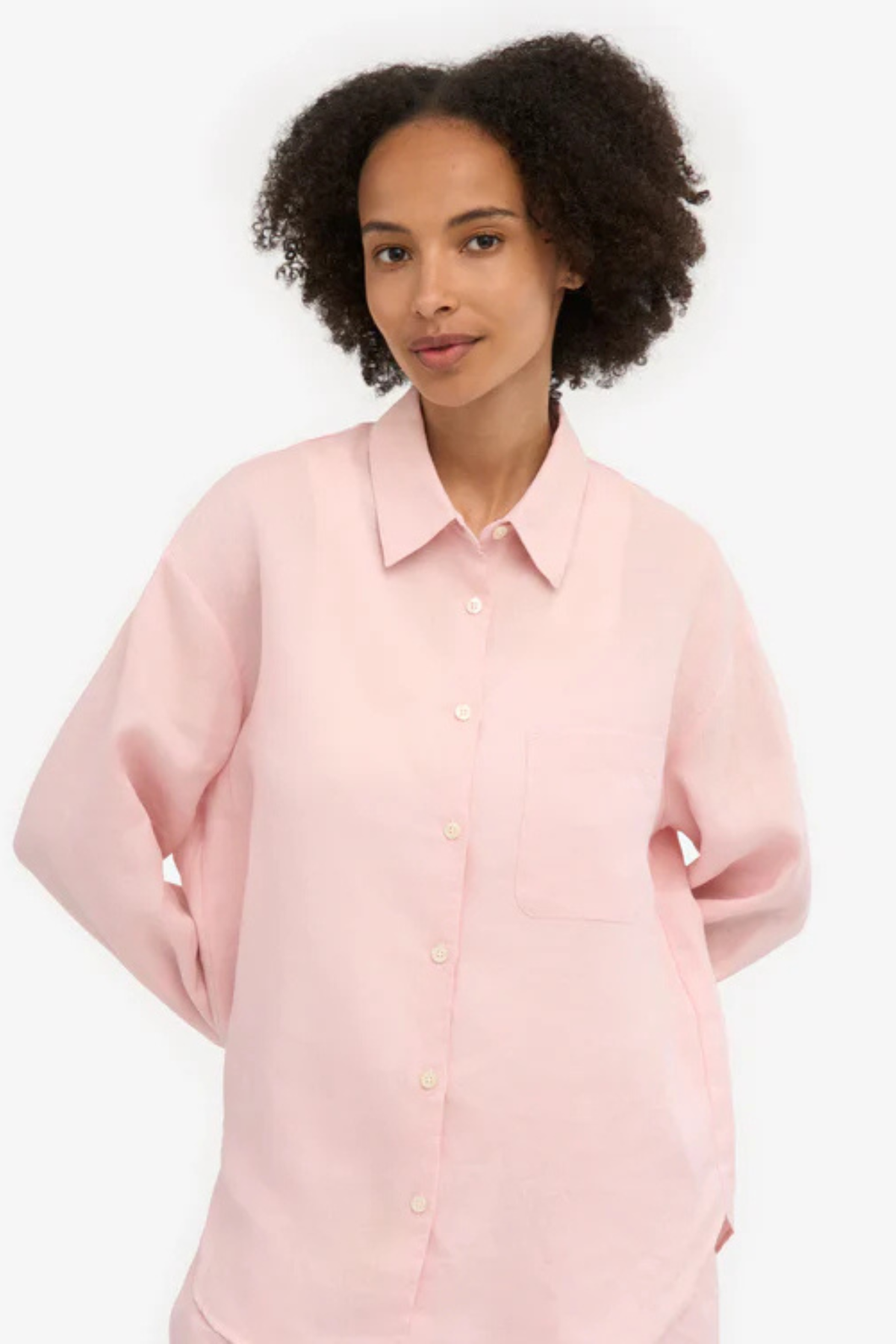 CHEMISE OVERSIZE EN LIN - ROSE DÉLAVÉ