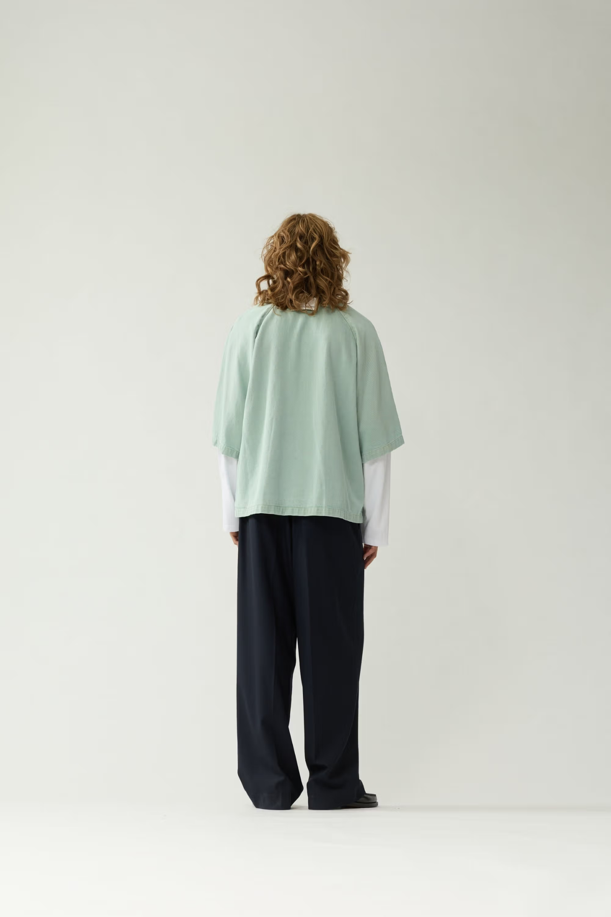 DENIM OVERHEMD MET KORTE MOUWEN - MINT