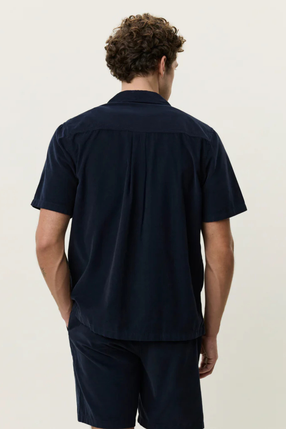 CHEMISE MANCHES COURTES SIGNATURE MINI CORD - BLEU NUIT