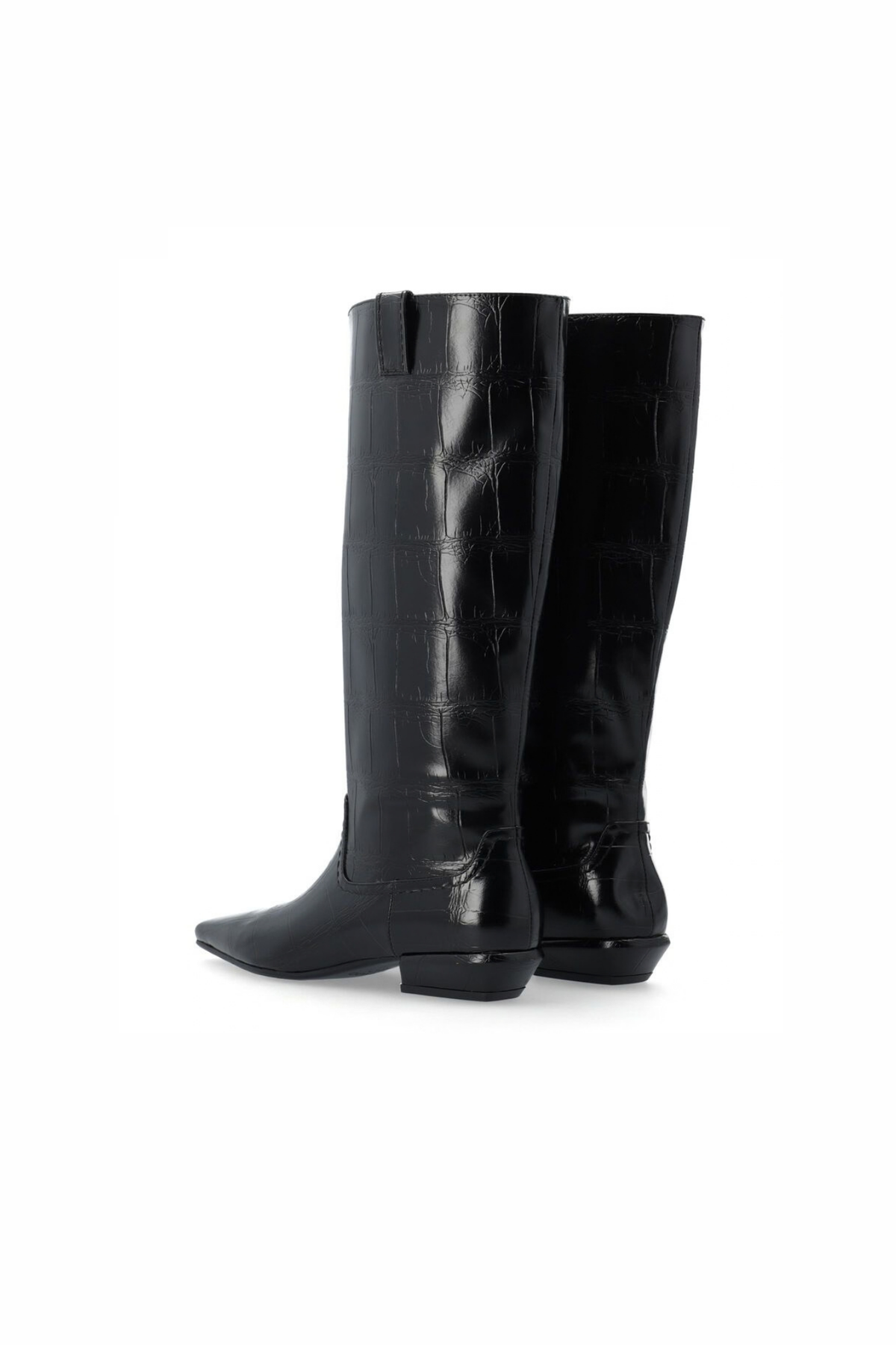 BOTTINES À ENFILER VIVIENNE - EFFET CROCO NOIR