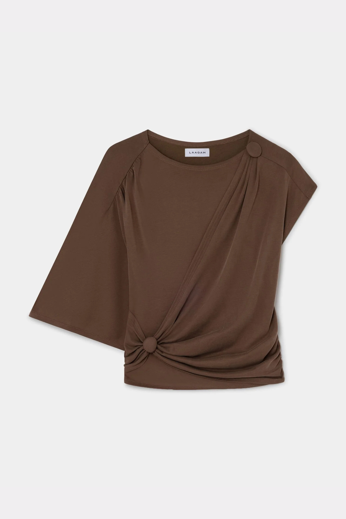 ALF ASYMMETRIC DRAPPED TOP - BROWN