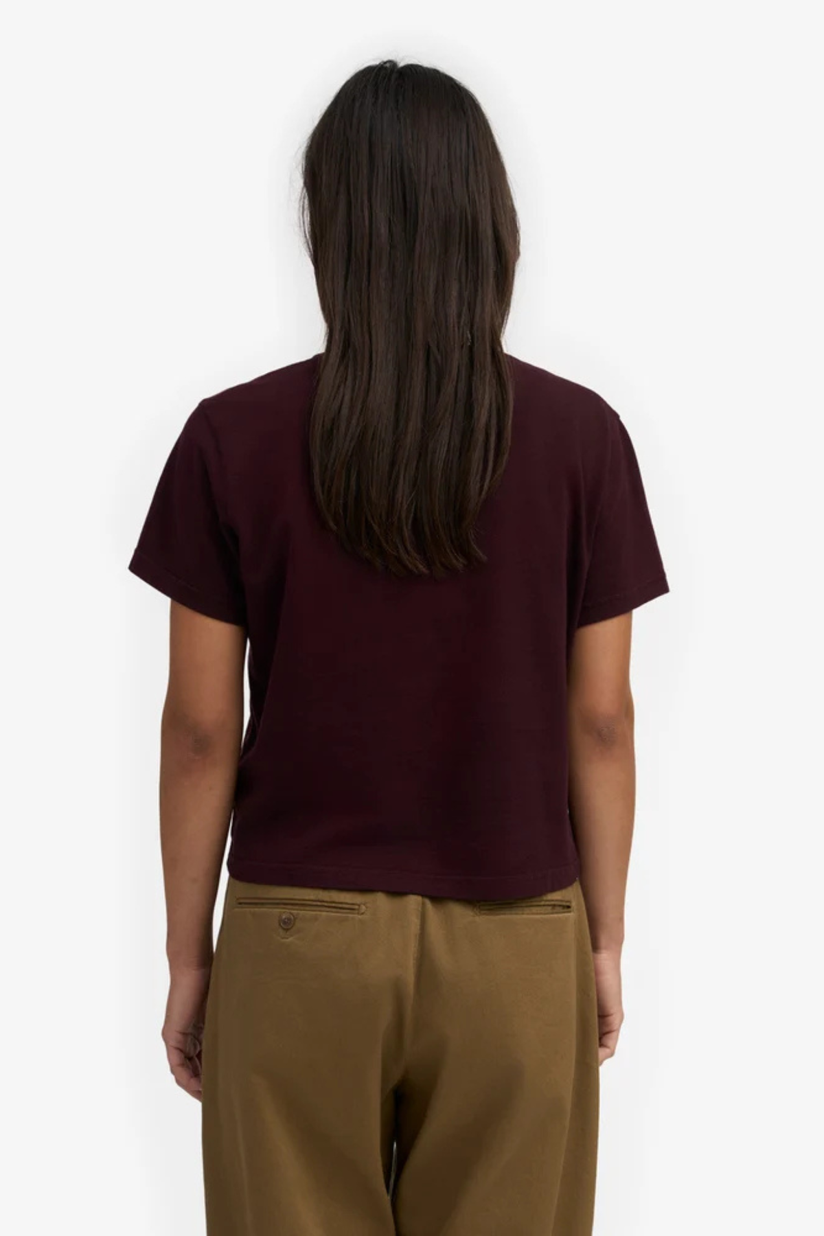 ORGANIC BOXY CROP TEE - OXBLOOD RED