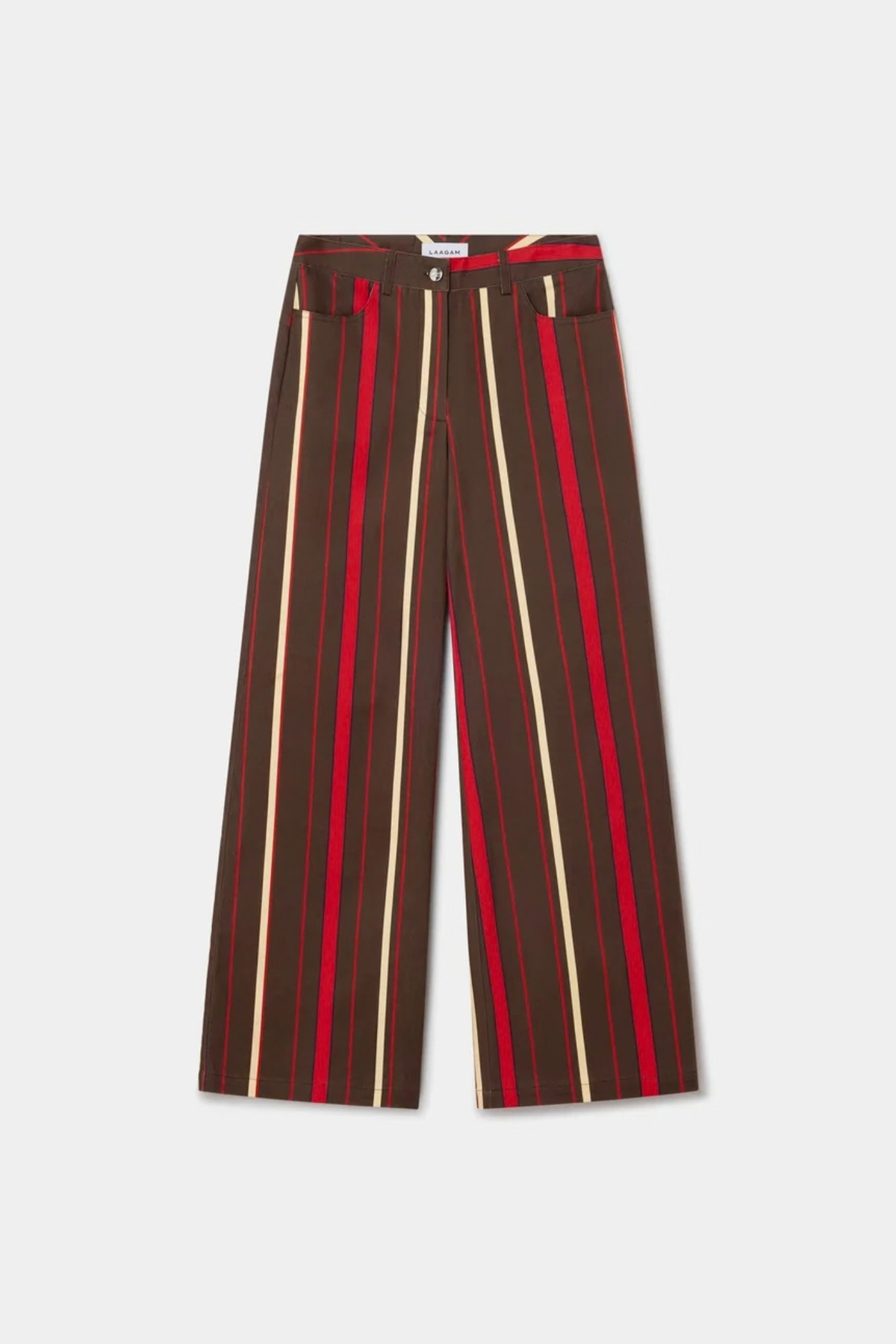 LEROY GESTREEPTE TWILL BROEK - DONKERBRUIN