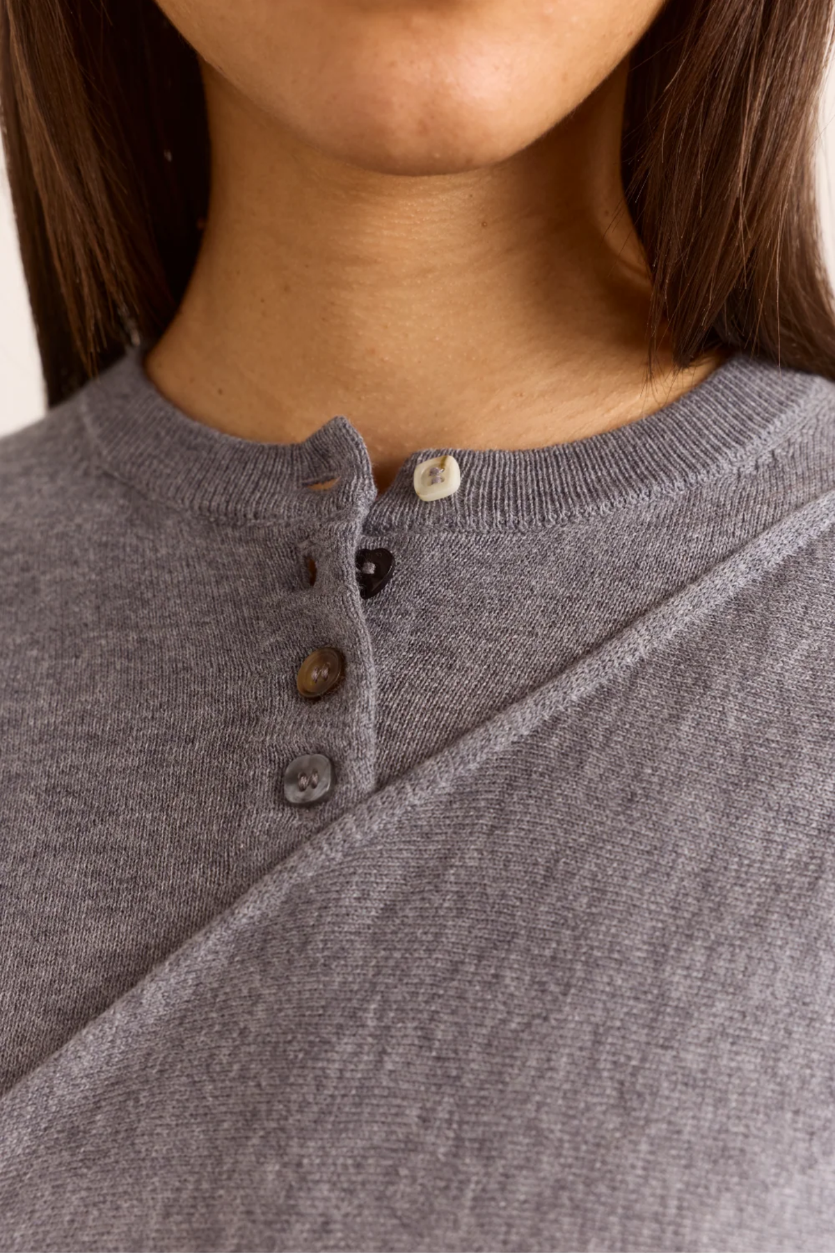 VENNA WRAP MERINO WOOL BLEND CARDIGAN - GREY
